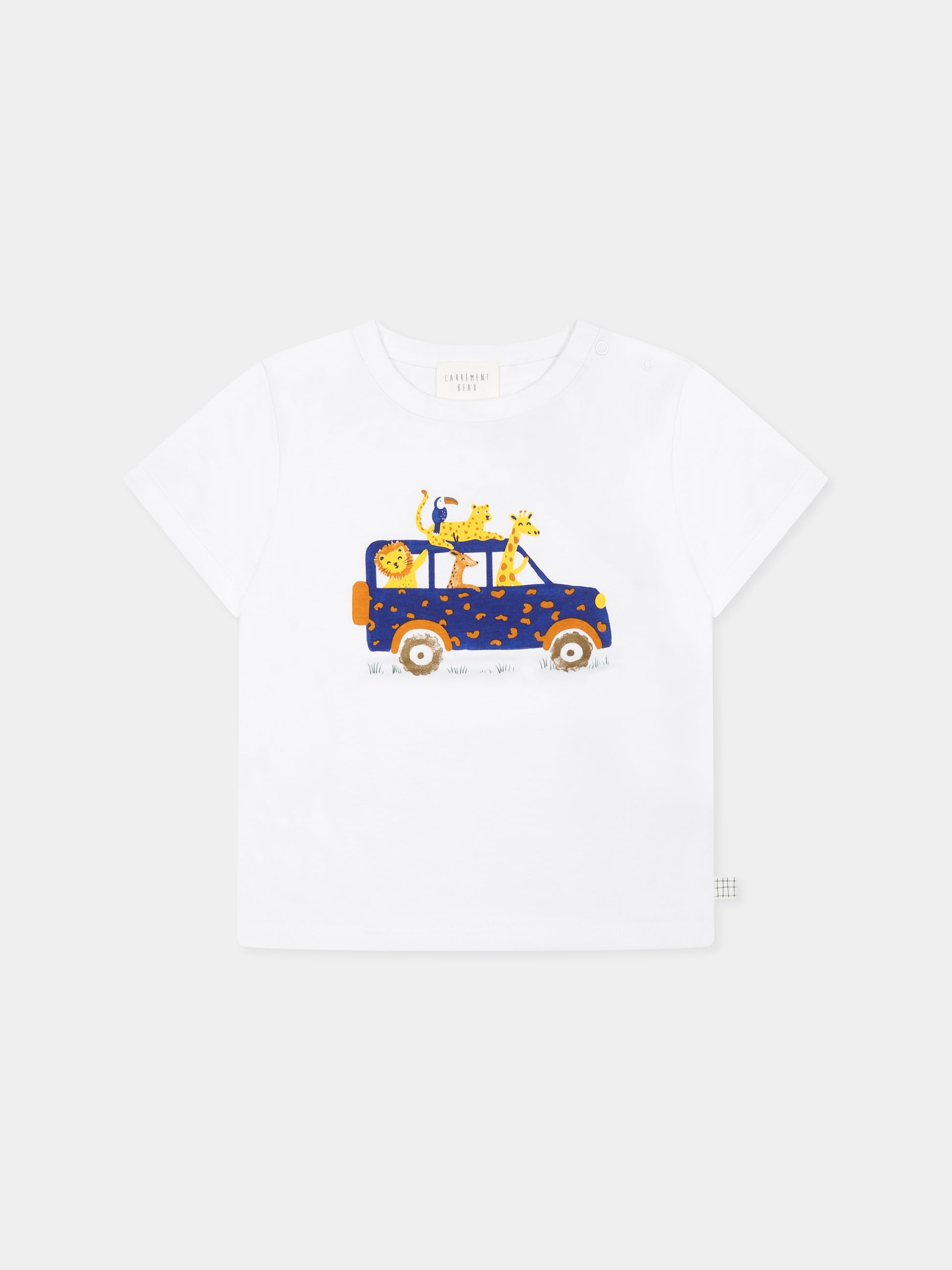 T-shirt bianca per neonato con animali,Carrement Beau,Y30153 10P