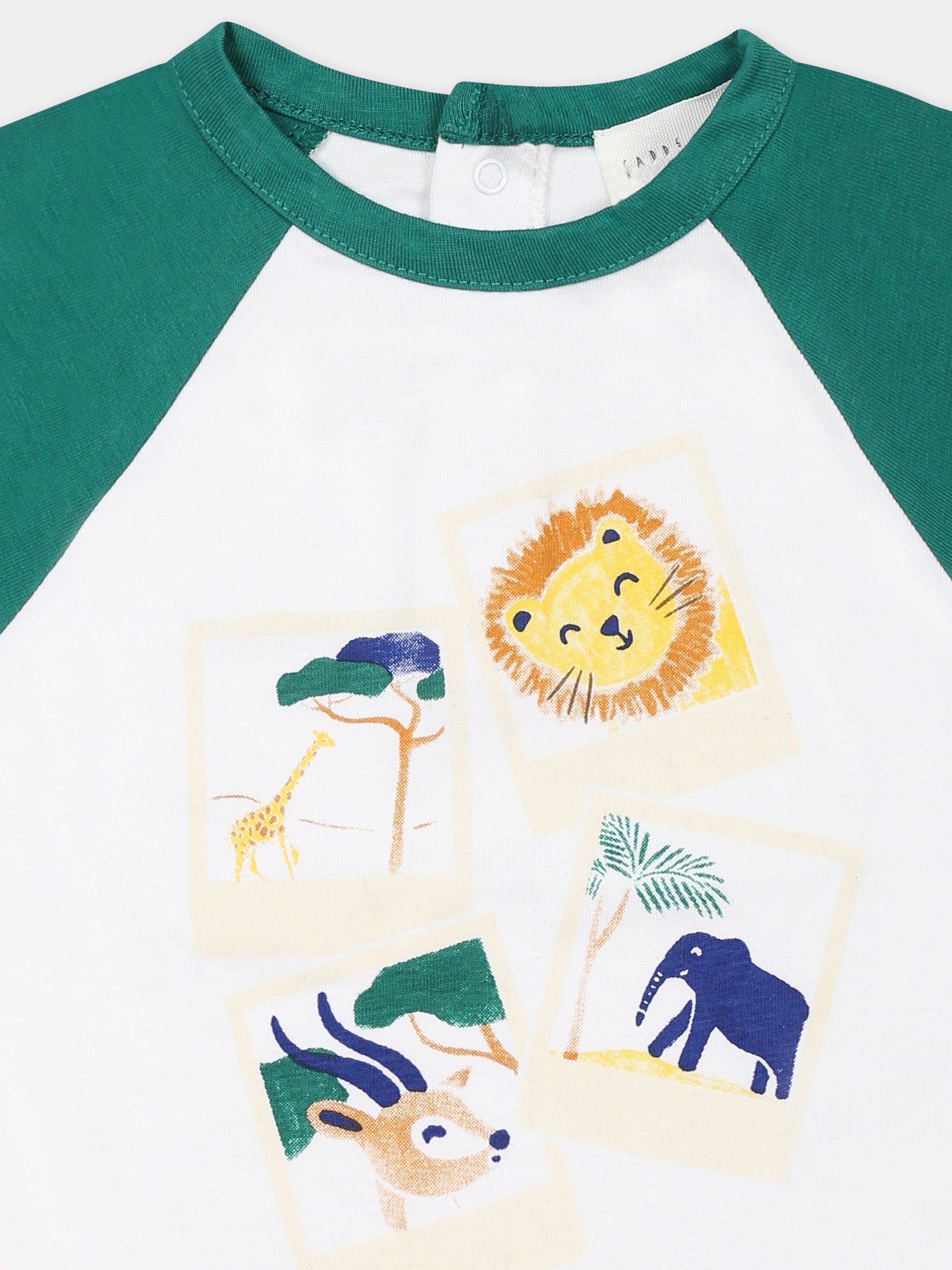T-shirt bianca per neonato con animali,Carrement Beau,Y30154 N56