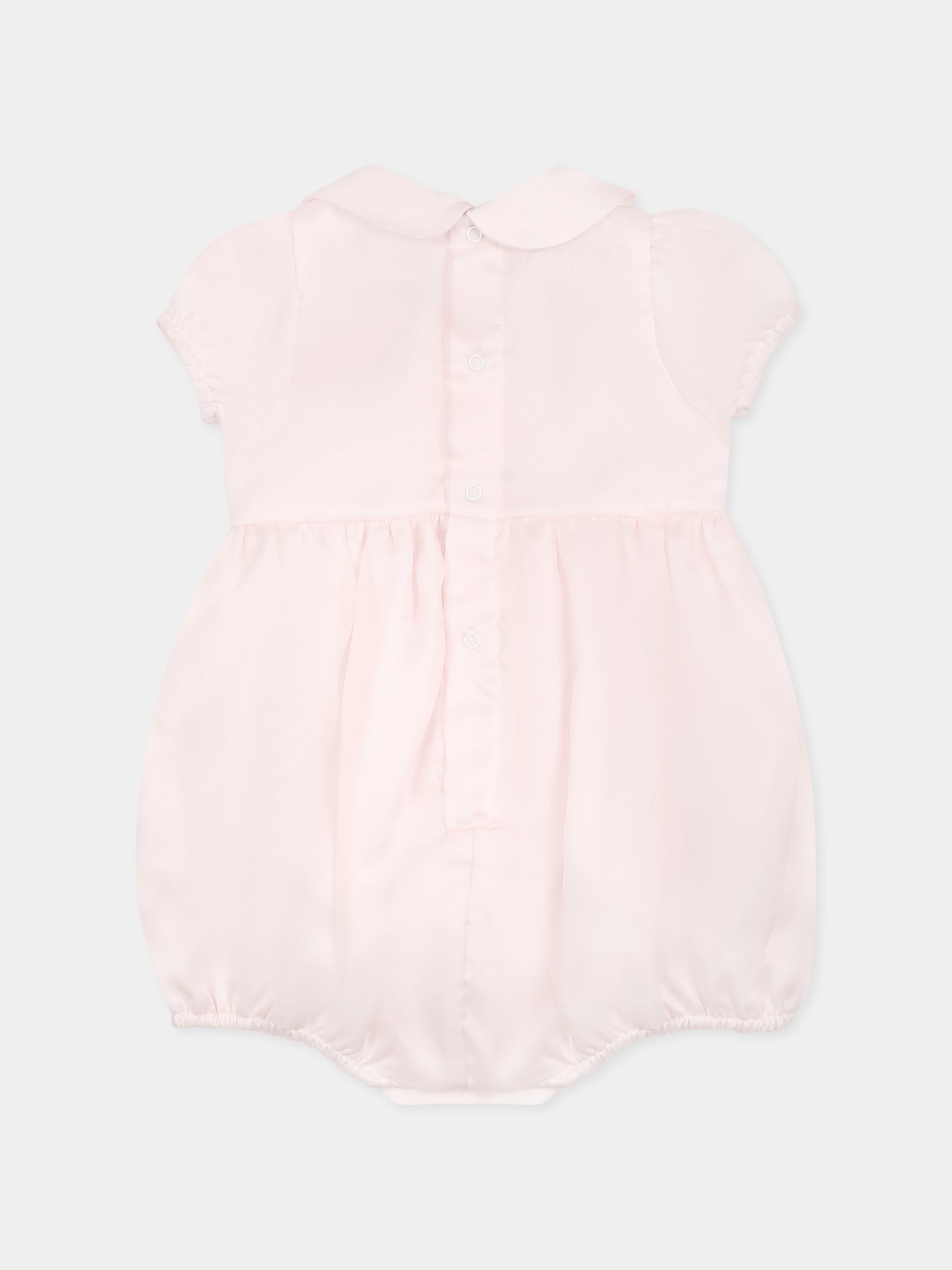 Pink romper for baby girl with bow