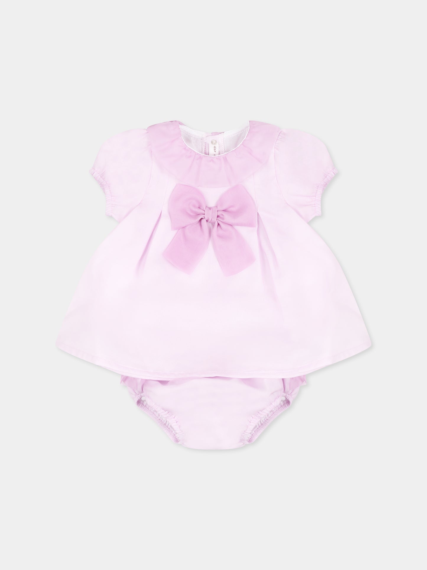 Lilac suit for baby girl with bow