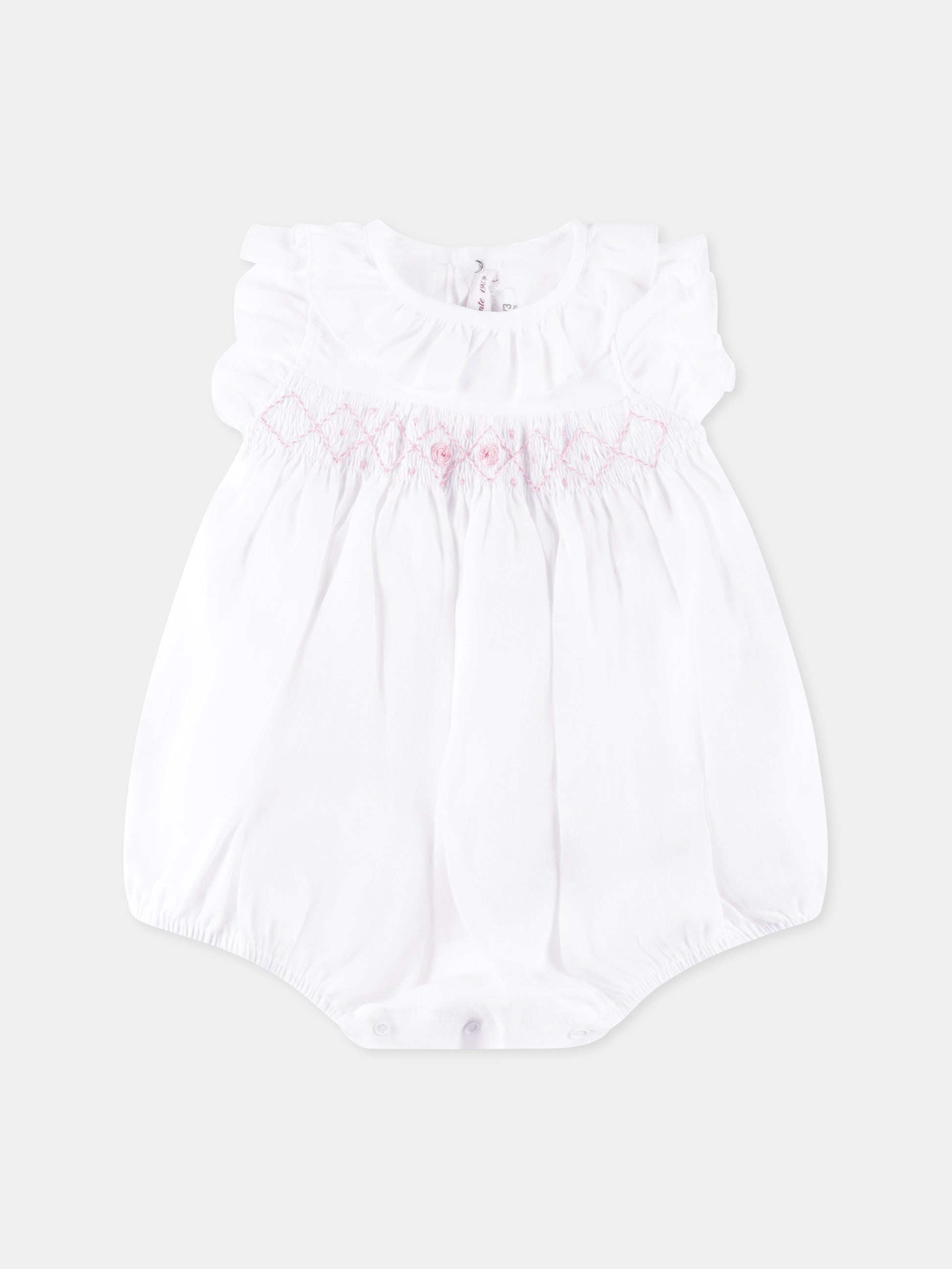 Pagliaccetto bianco per neonata con ricamo,Mercadante 1939,MP006 BIANCO