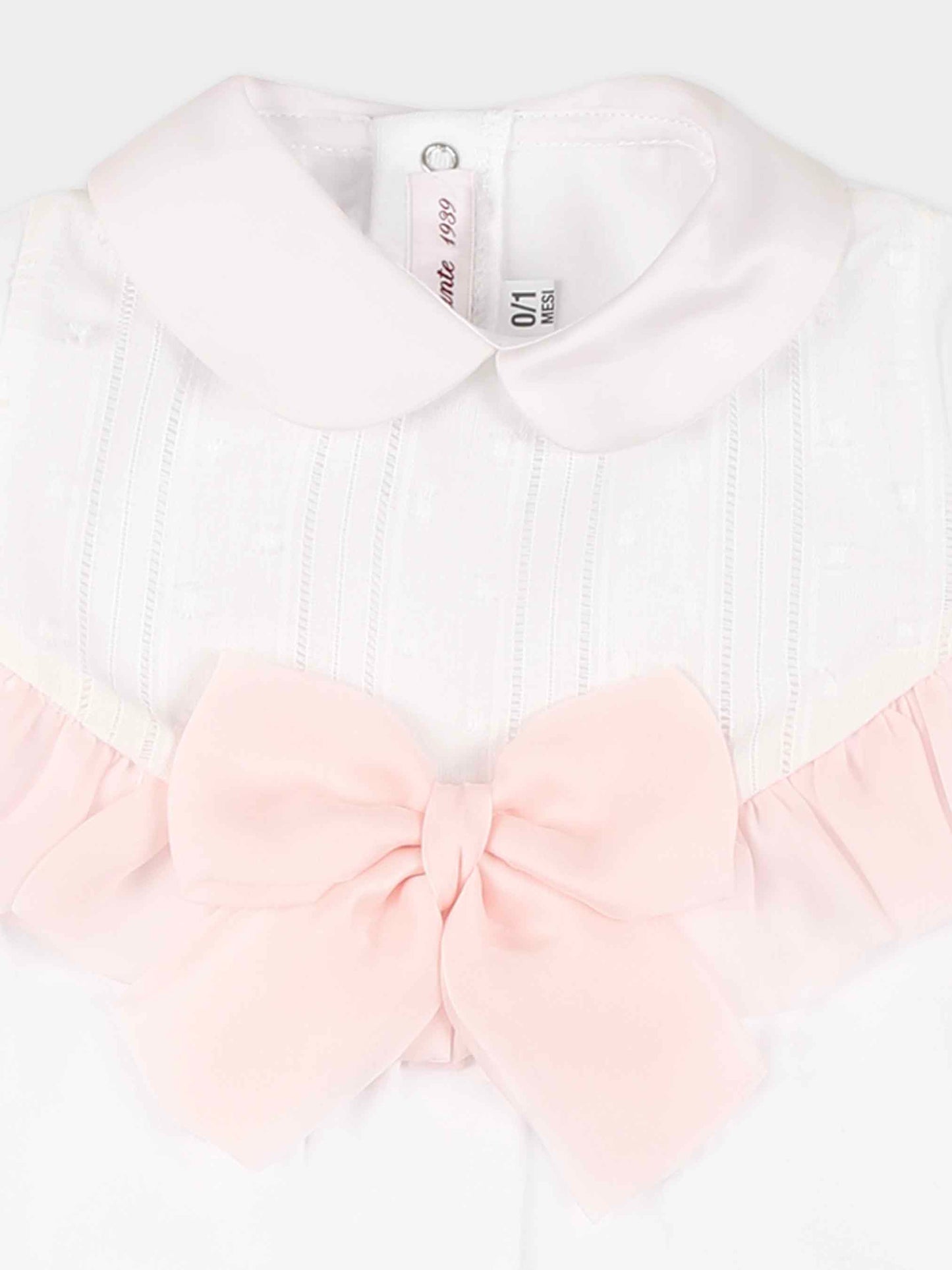 White babygrow for baby girl with bow