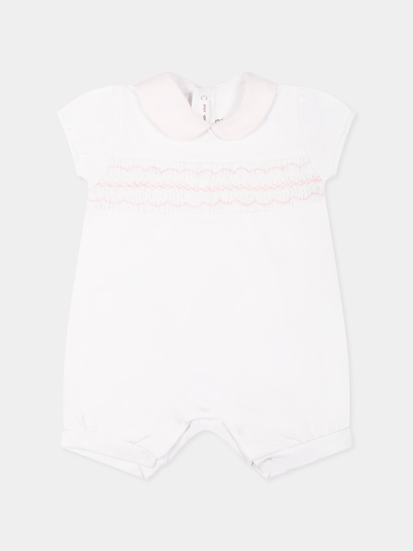 White romper for baby girl with embroidery