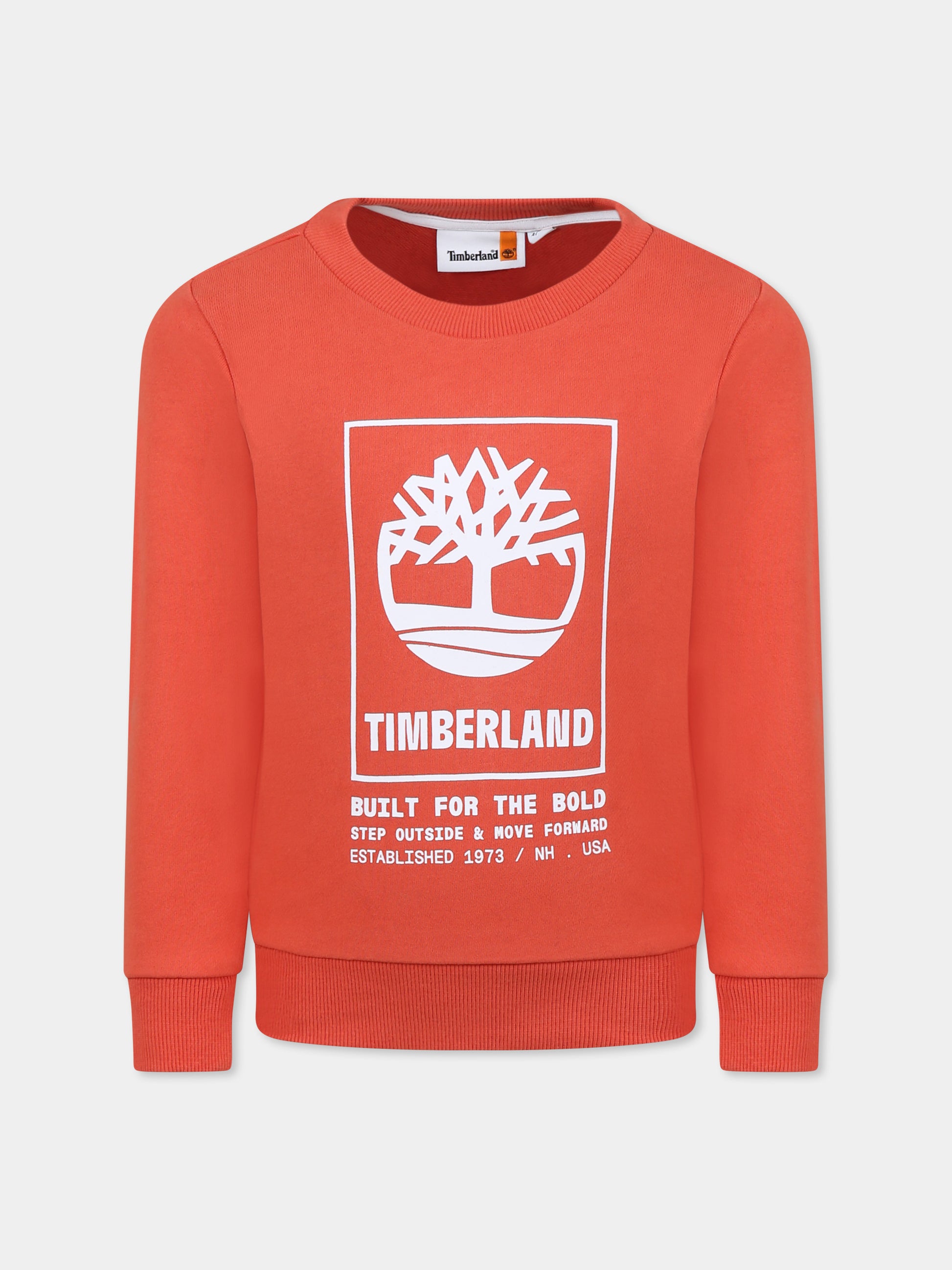 Felpa rossa per bambino con logo,Timberland,T60075 96G