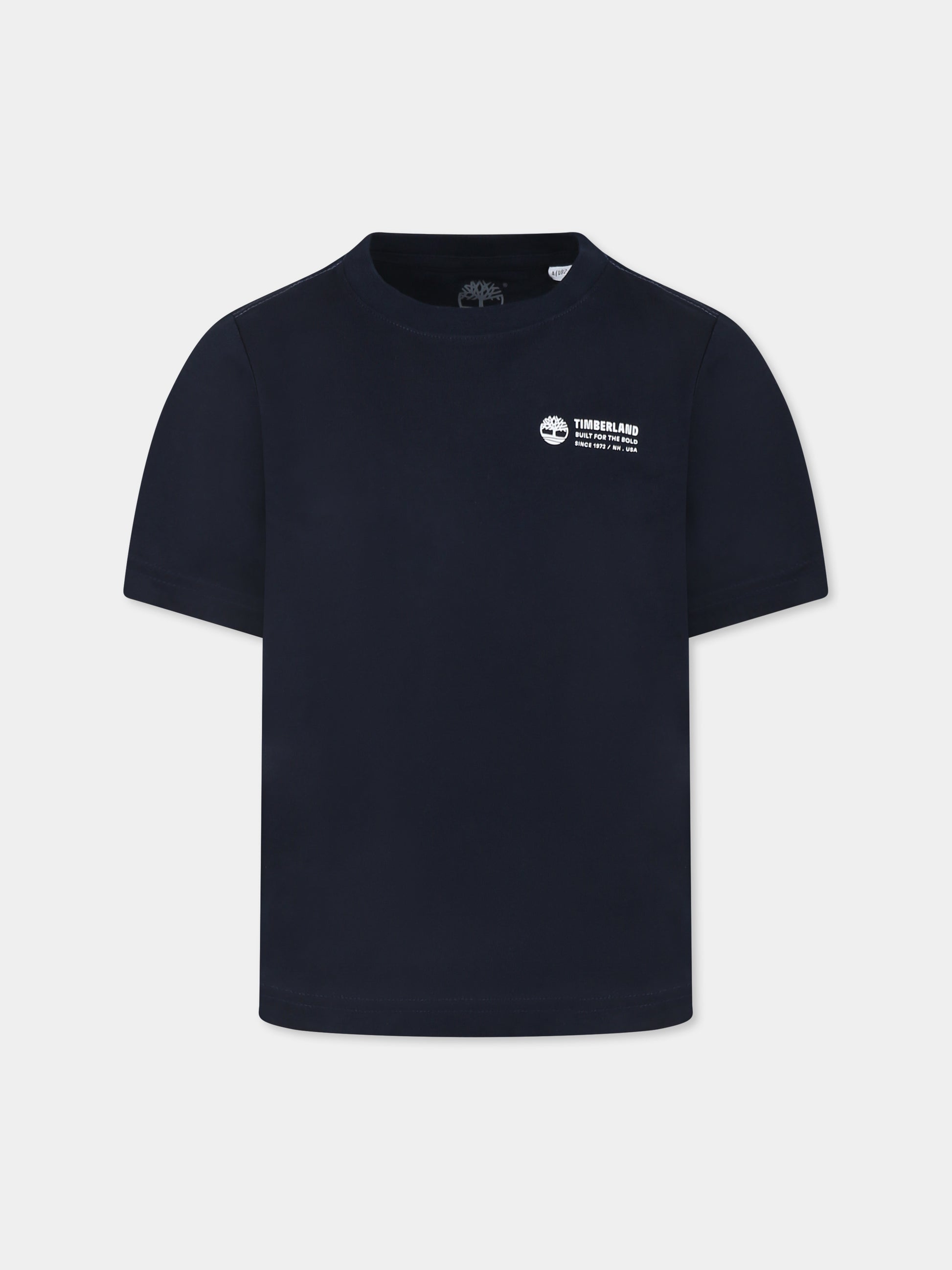 T-shirt blu per bambino con logo,Timberland,T60091 83D