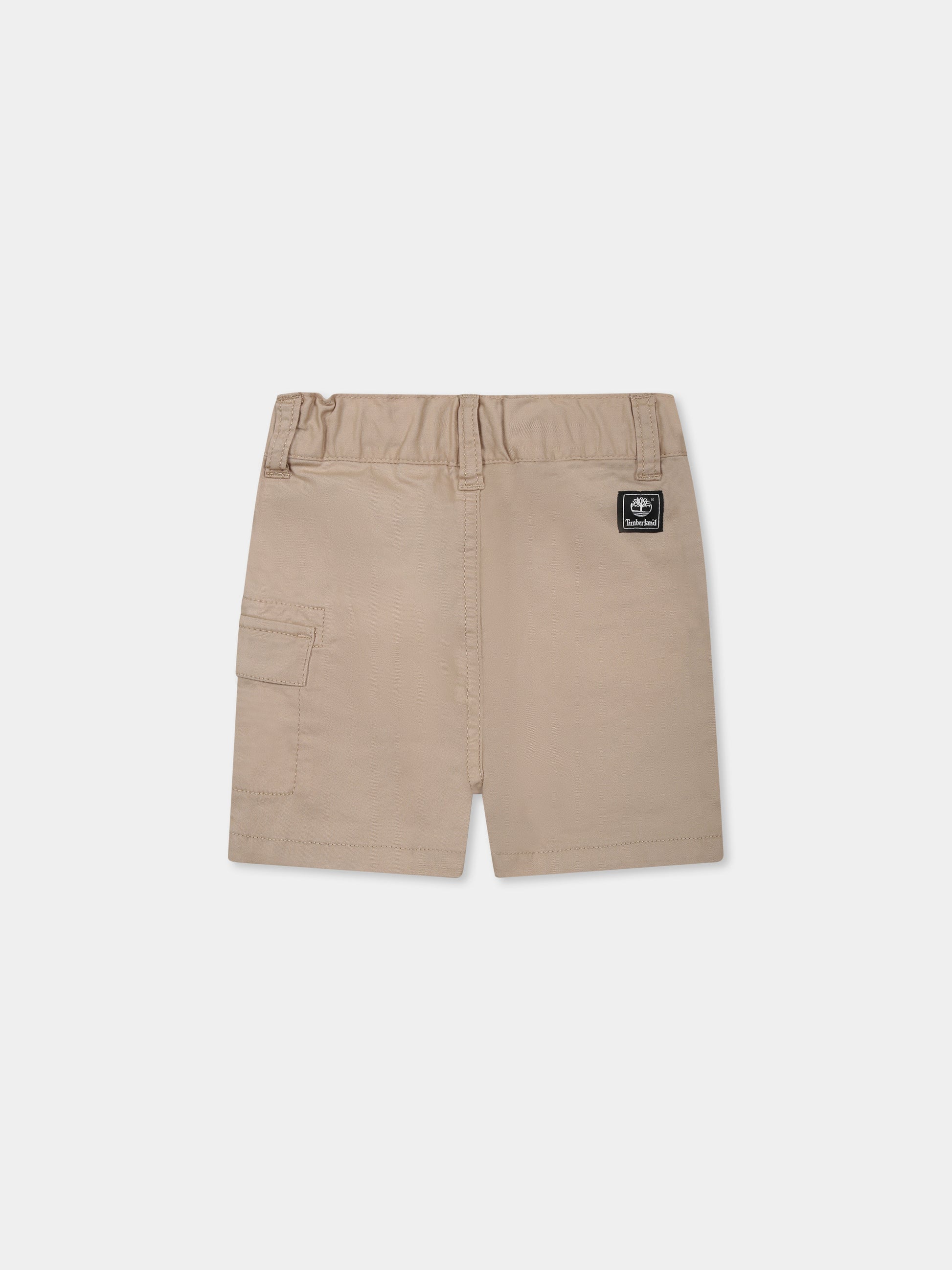 Shorts beige per neonato con logo,Timberland,T60125 252