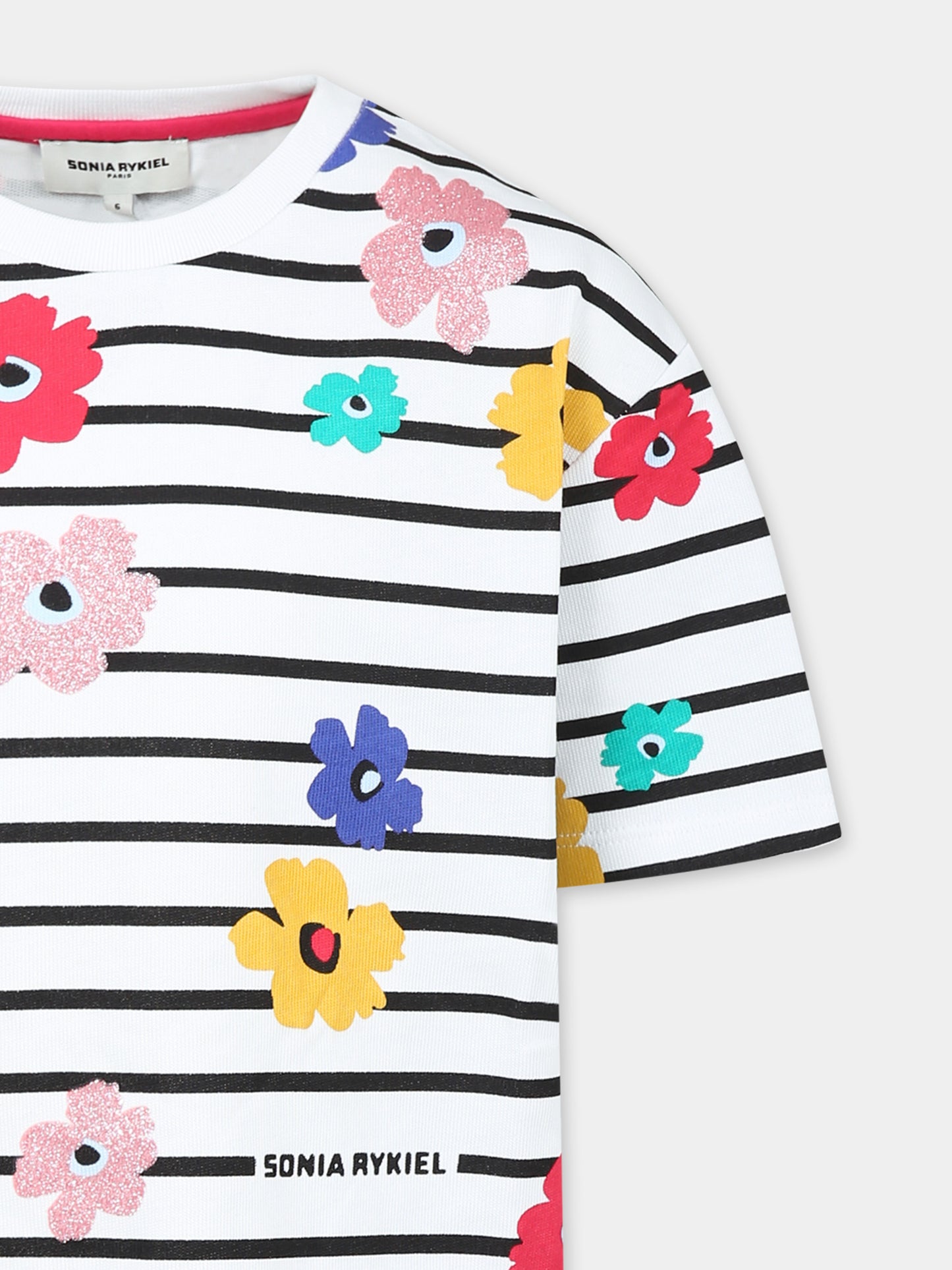 Vestito bianco per bambina con fiori all over,Sonia Rykiel Paris,A00148 10P