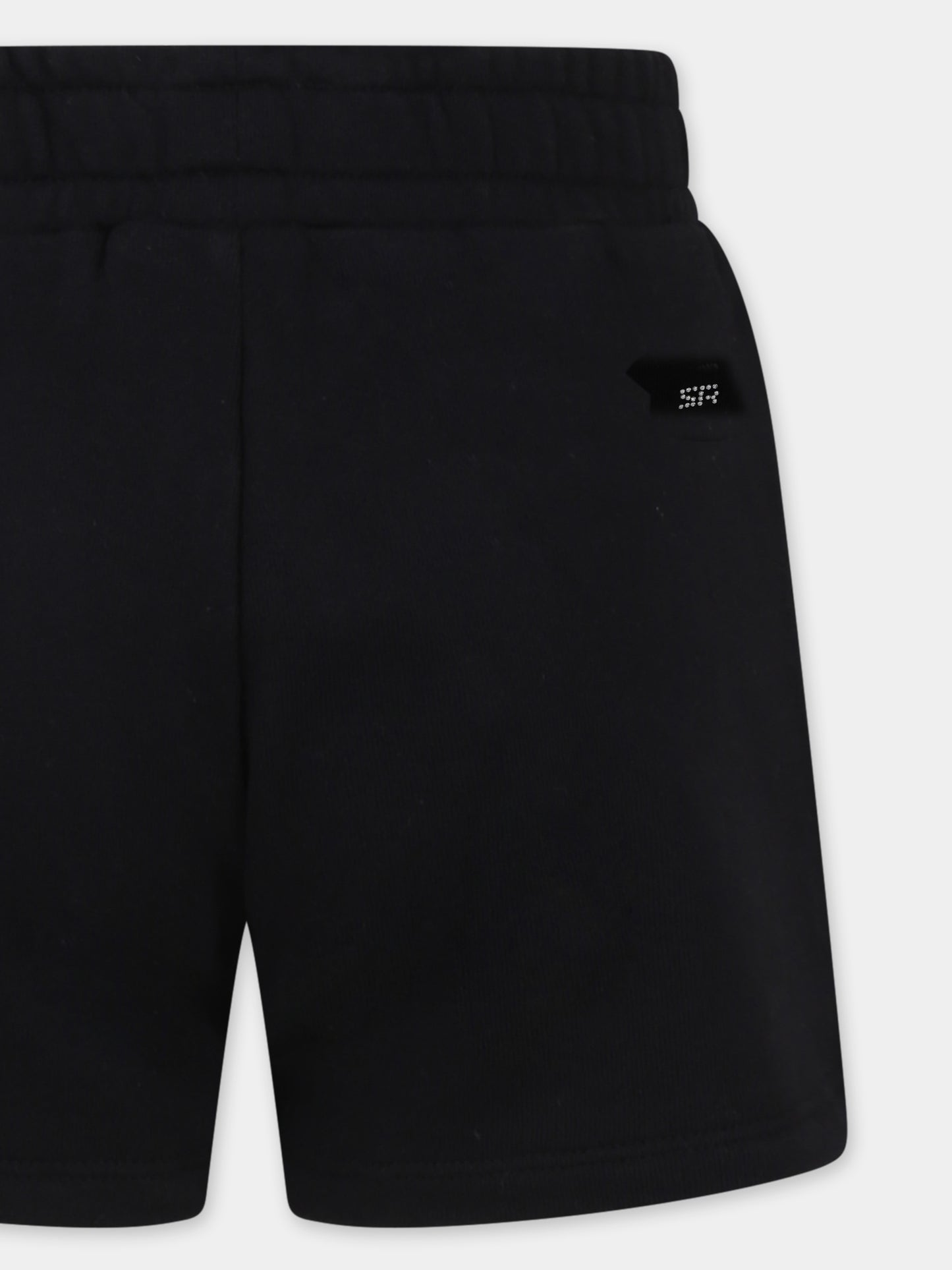 Shorts neri per bambina con logo e strass,Sonia Rykiel Paris,A00172 09B
