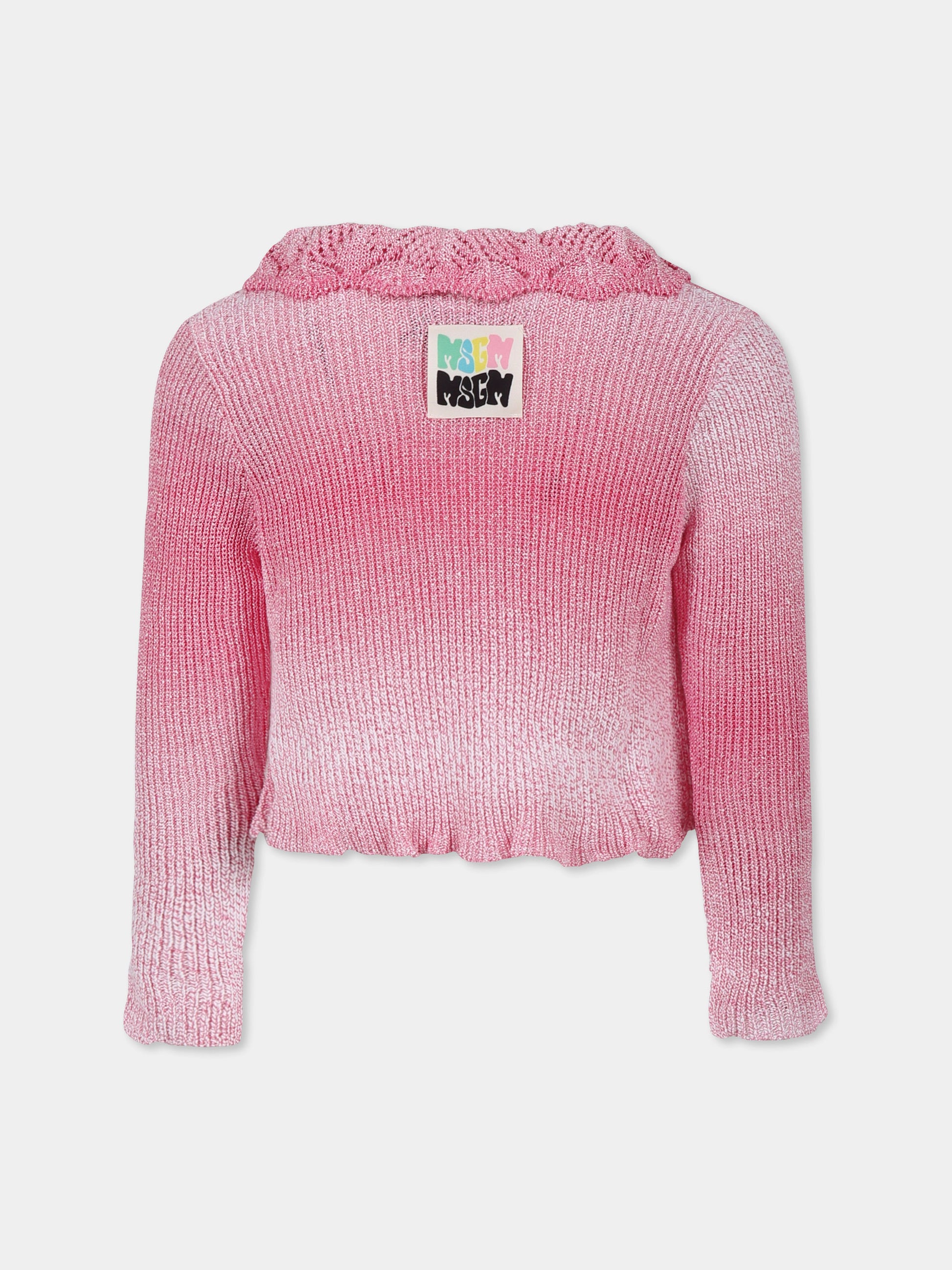 Cardigan rosa per bambina con logo,Msgm Kids,S5MSJGCA146 MS003