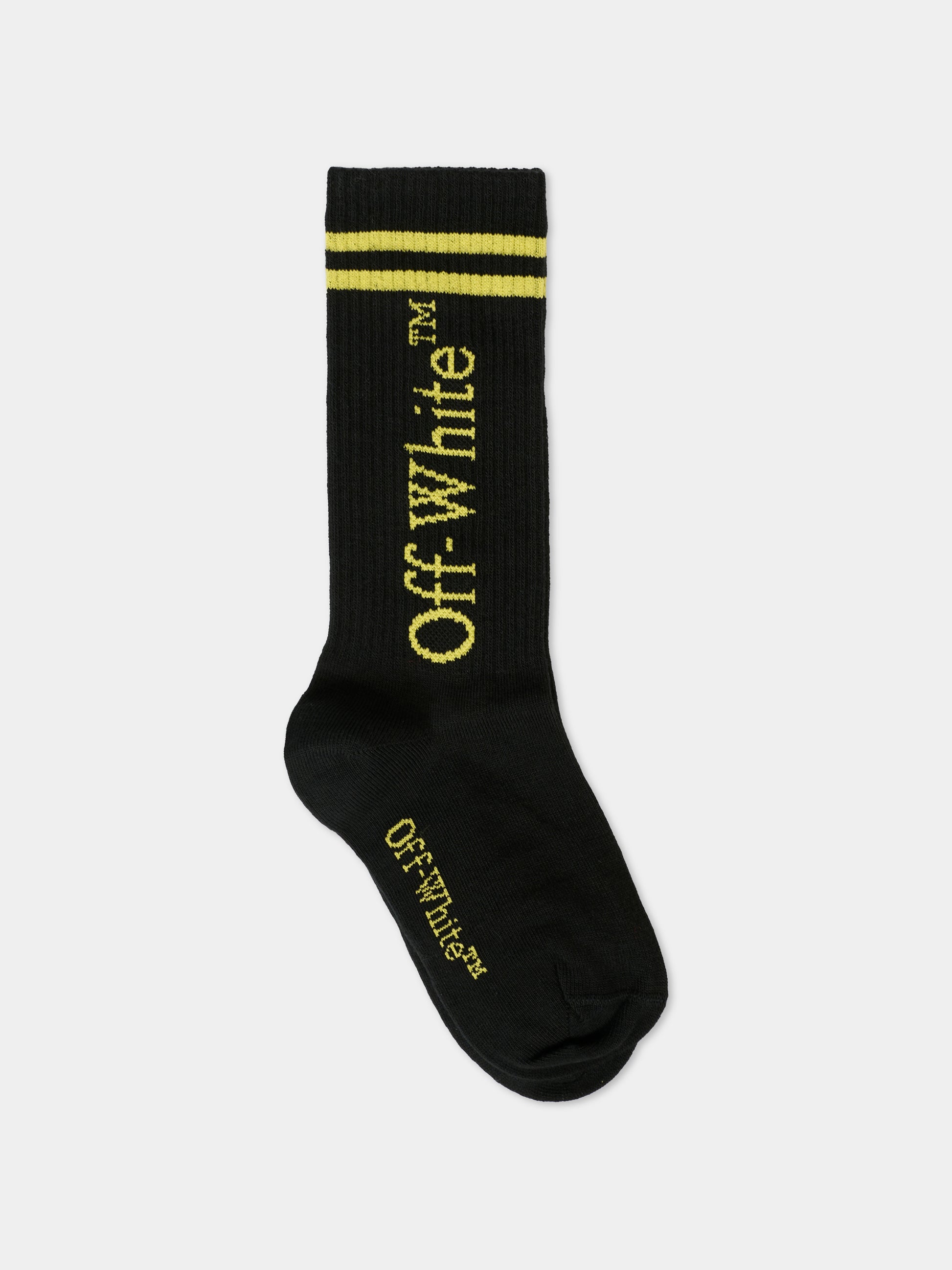 Calze nere per bambini con logo,Off White,OBRA003F25KNI0021018