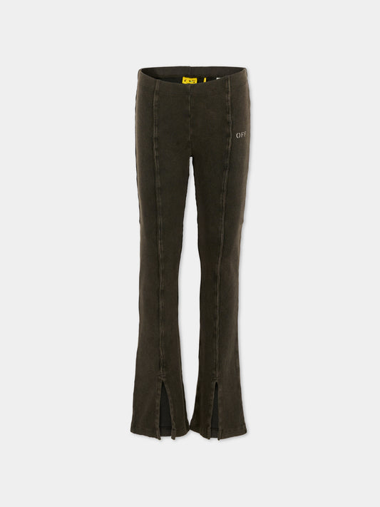 Leggings grigi per bambina con logo,Off White,OGCA009F25JER0010701