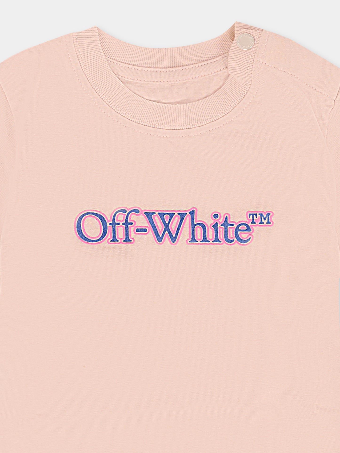 T-shirt rosa per neonata con logo,Off White,OGXB001F25JER0013B45