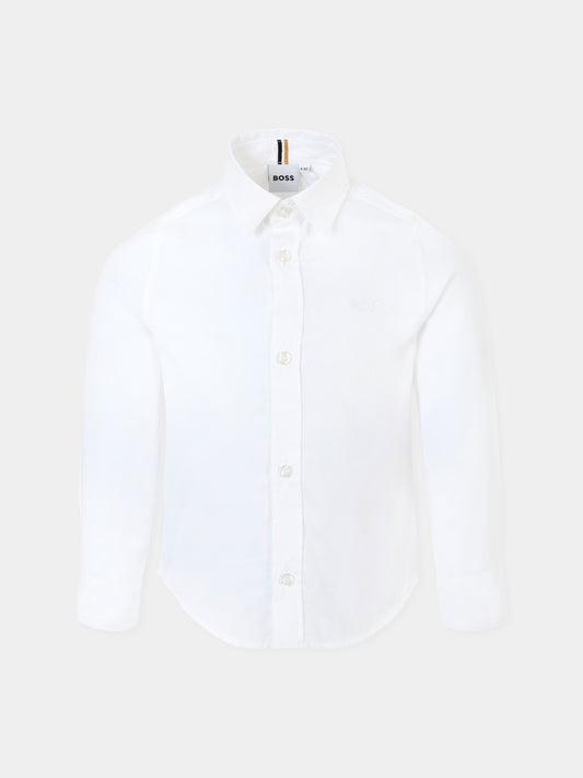 Camicia bianca per bambino con logo bianco,Boss,J52675 10P