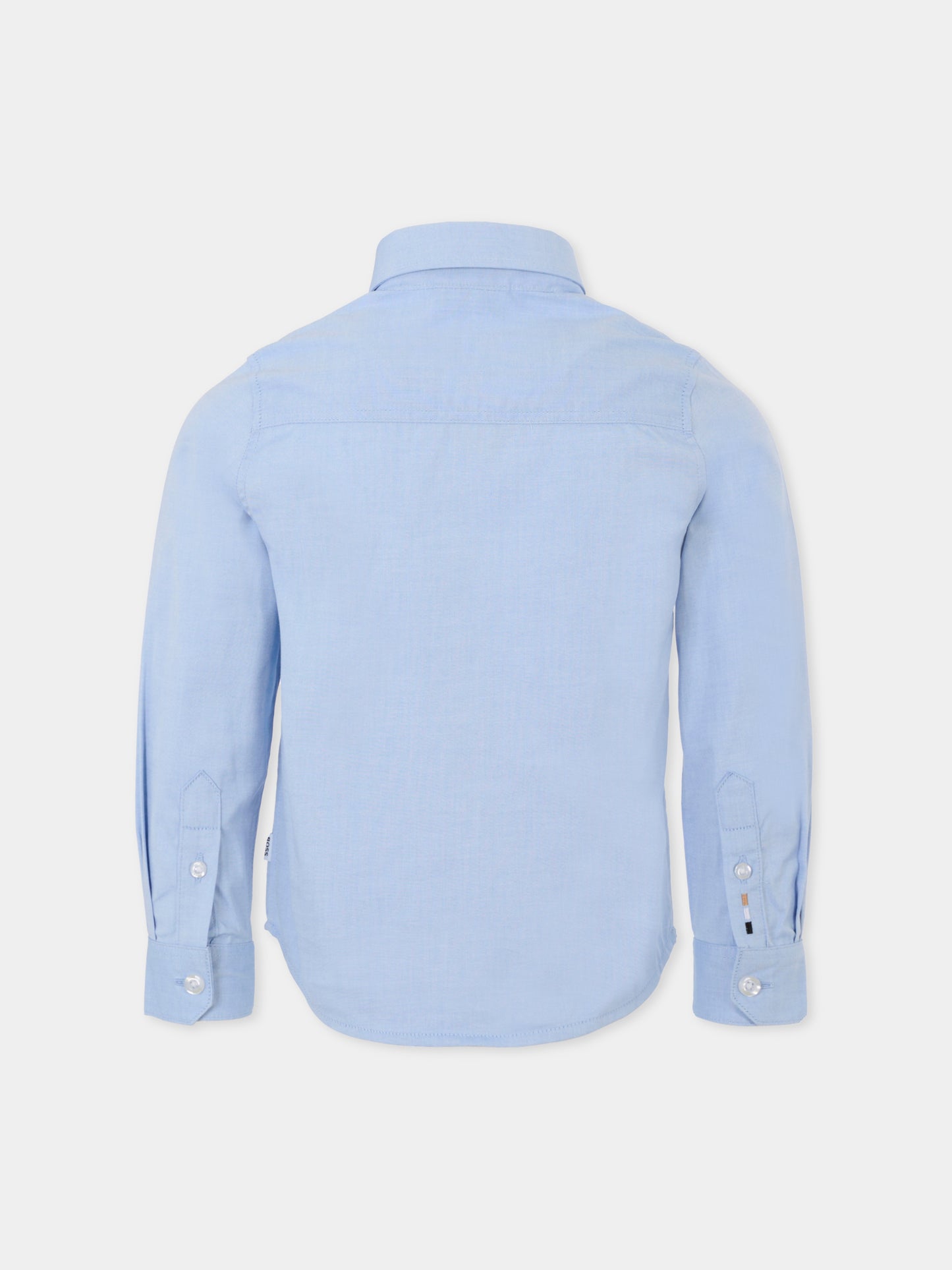 Camicia azzurra per bambino con logo nero,Boss,J52675 V60