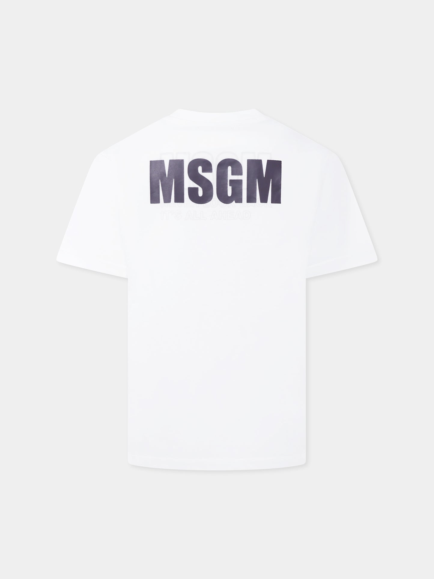 T-shirt bianca per bambini con logo,Msgm Kids,S5MSJUTH066 001