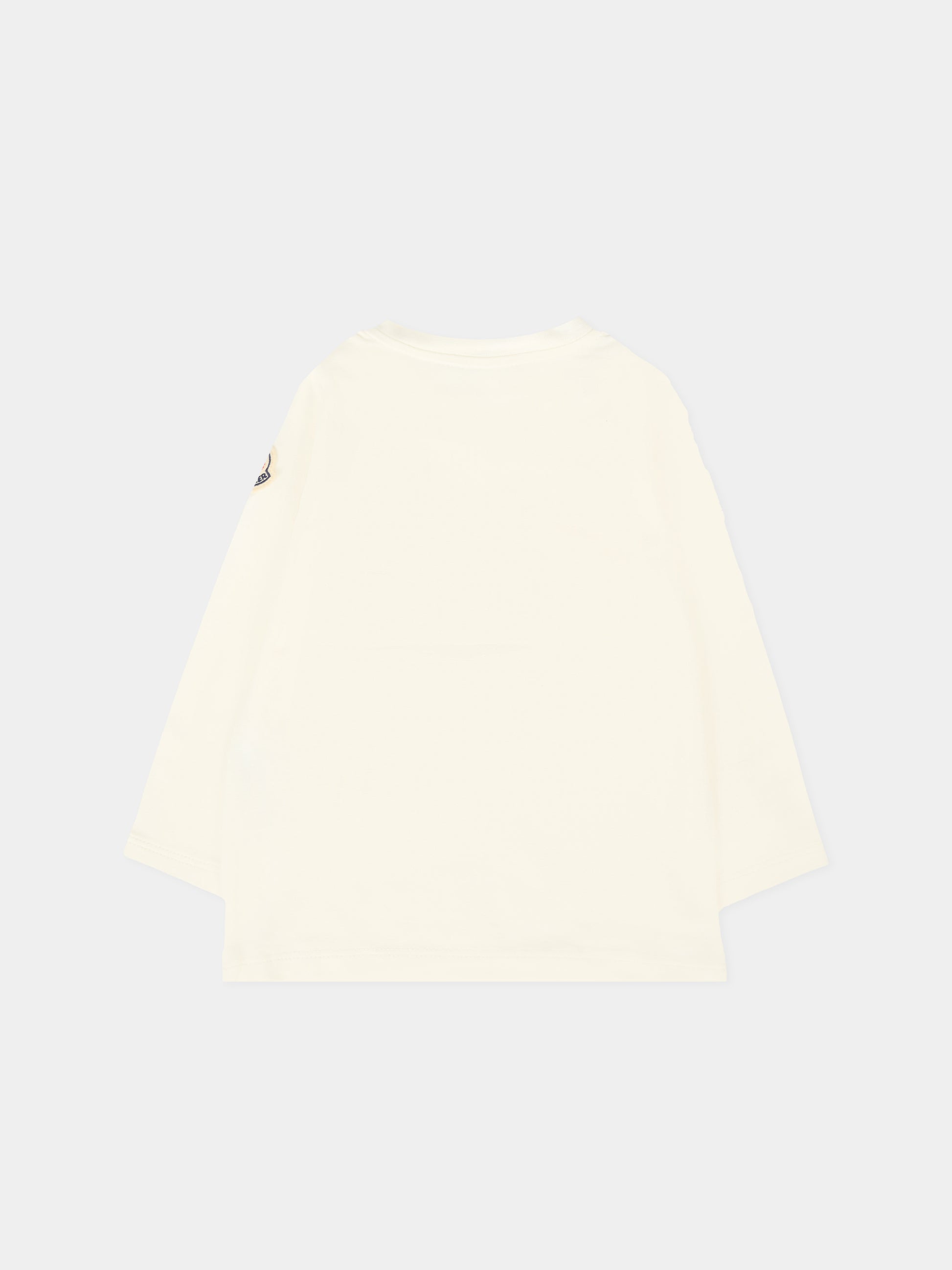 T-shirt avorio per neonato con orsetto,Moncler Kids,K2951 8D00005 89AUM 034