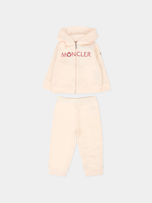 Completo rosa per neonata con logo,Moncler Kids,K2951 8M00010 89A23 529