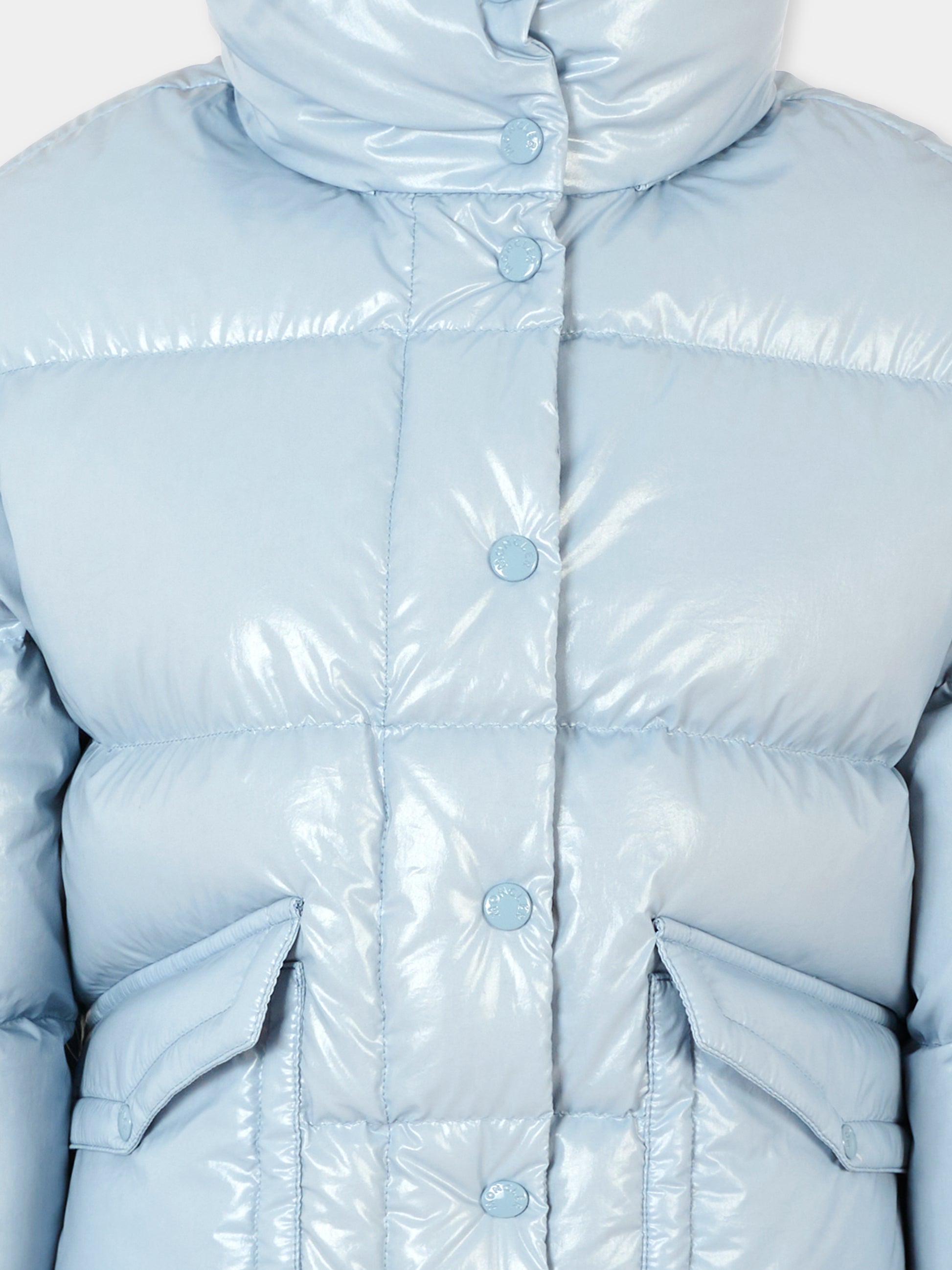 Piumino Puivert azzurro per bambina con logo,Moncler Kids,K2954 1A00075 597EU 715