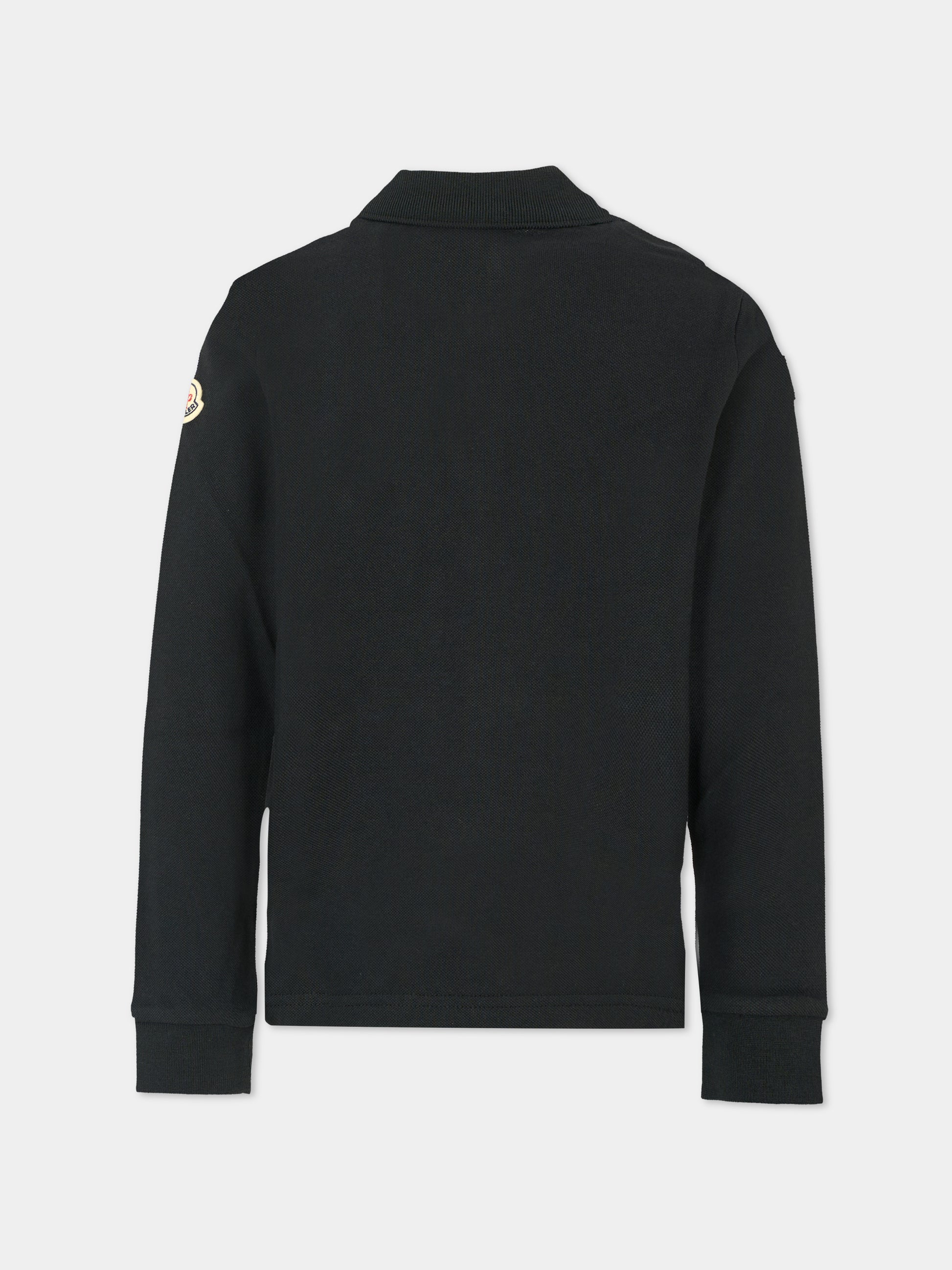 Polo nera per bambino con logo,Moncler Kids,K2954 8B00002 89ALK 999