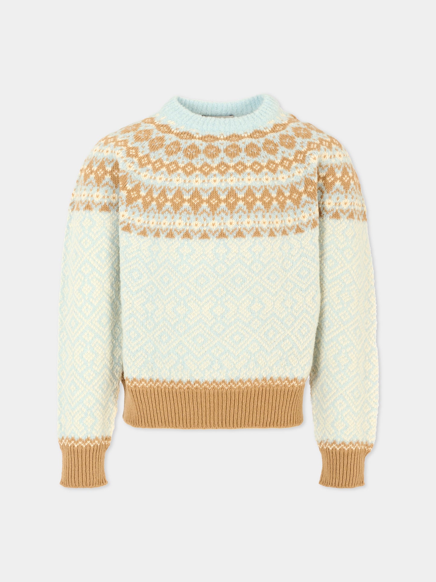 Maglione celeste per bambina con logo,Moncler Kids,K2954 9C00008 M4505 702