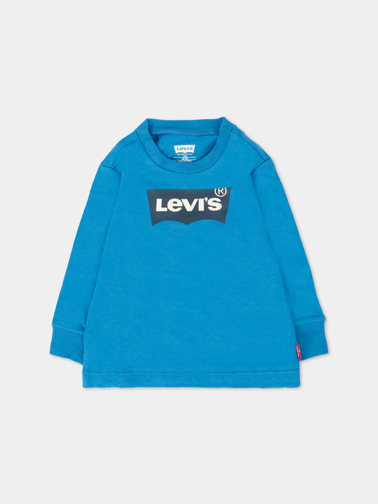 T-shirt azzurra per neonato con logo,Levi's Kids,6E8646 U6K