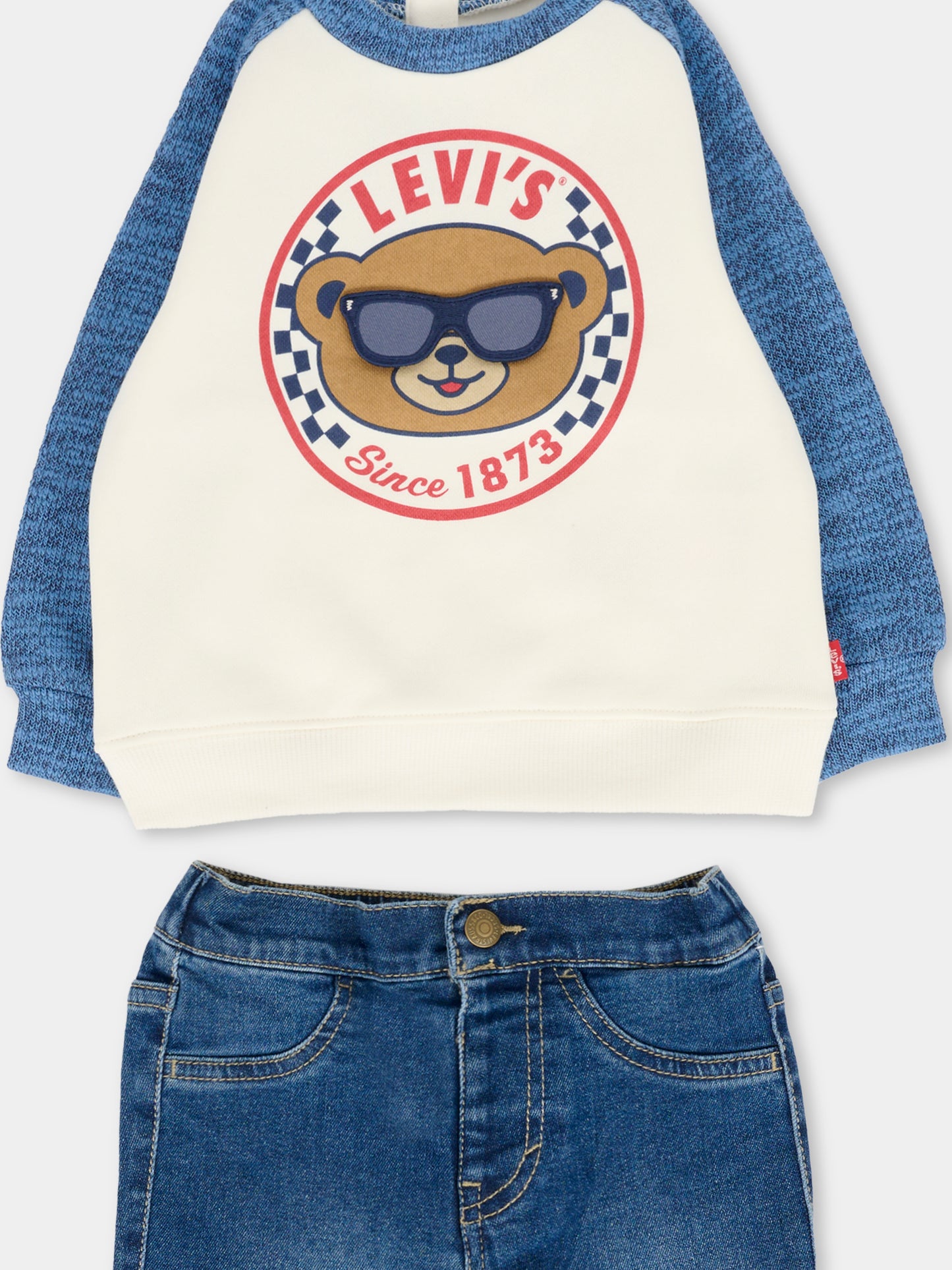 Completo blu per neonato con orsetto,Levi's Kids,6EN740 UF3