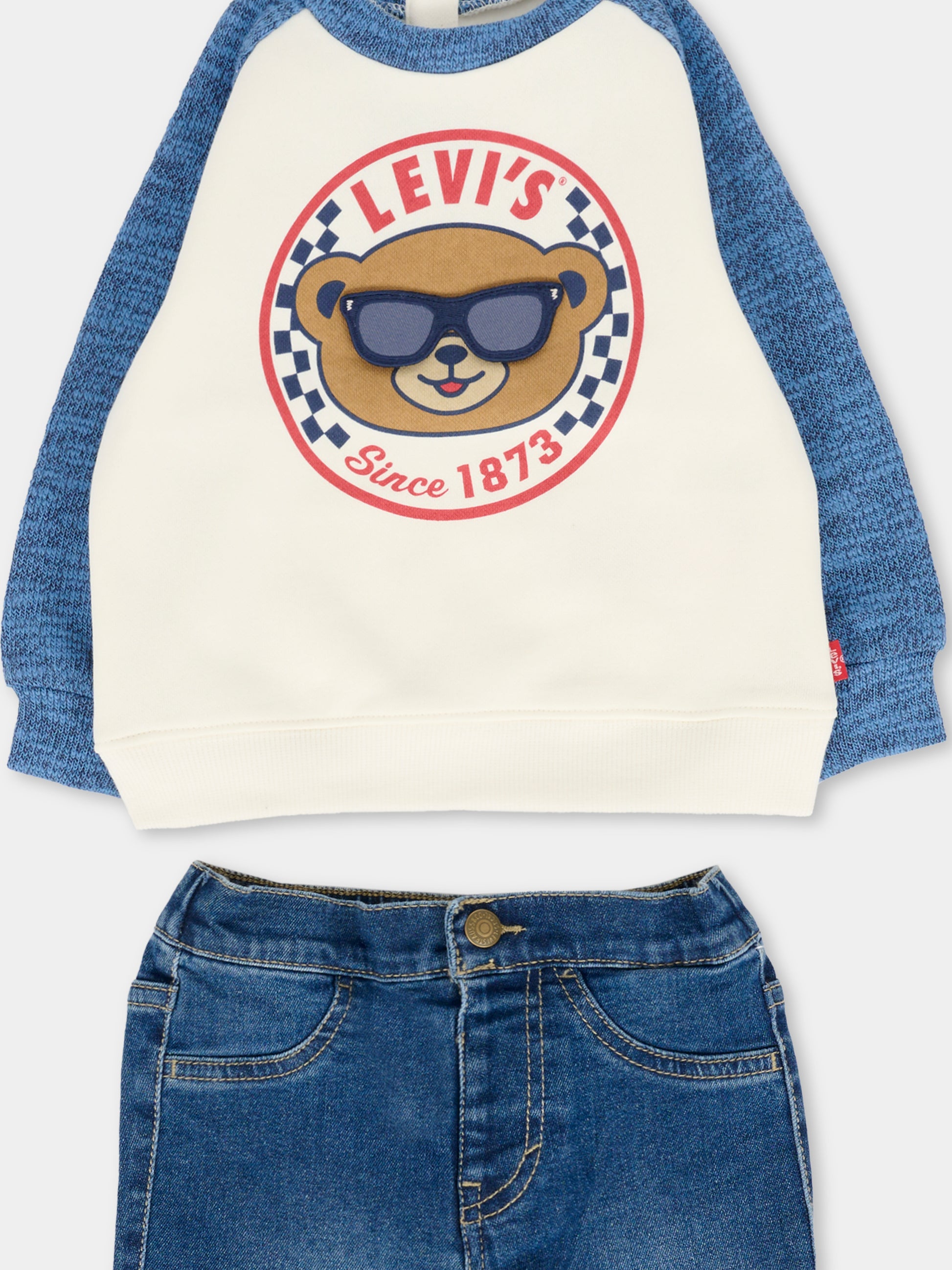 Completo blu per neonato con orsetto,Levi's Kids,6EN740 UF3