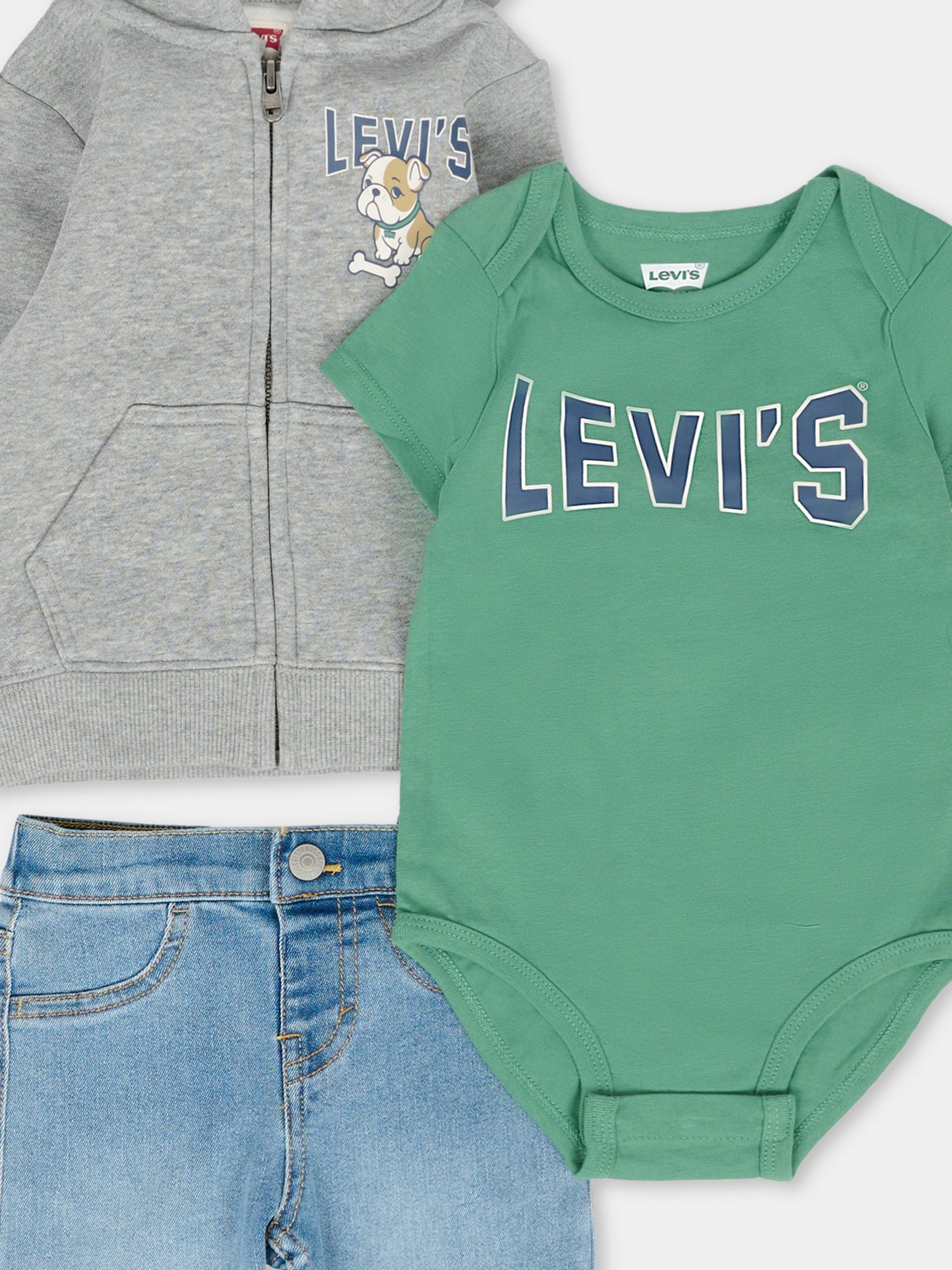Completo verde per neonato con logo,Levi's Kids,6EN867 F7N