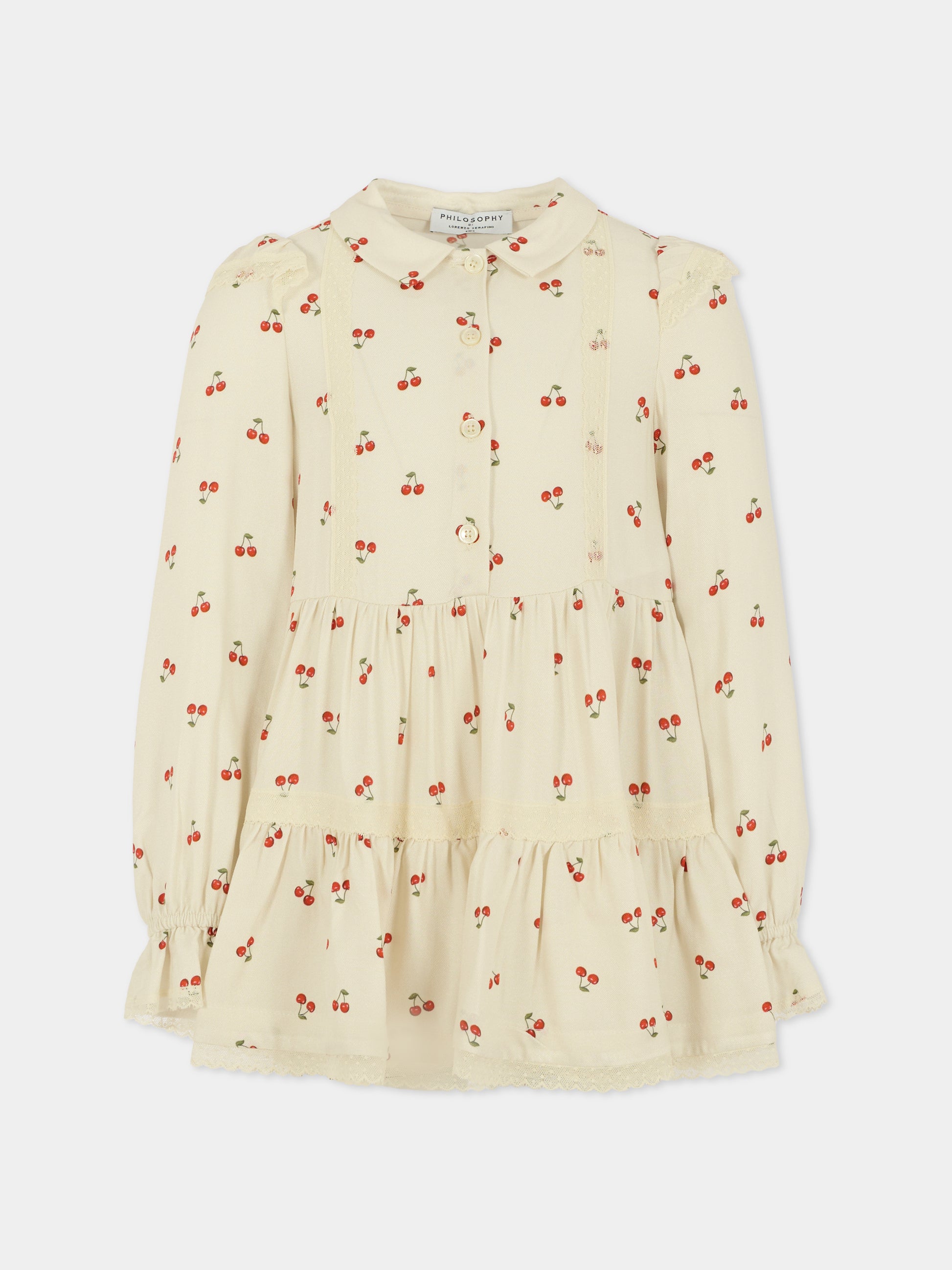 Vestito avorio per bambina con ciliegie,Philosophy,I1F902 - 6605 - P243