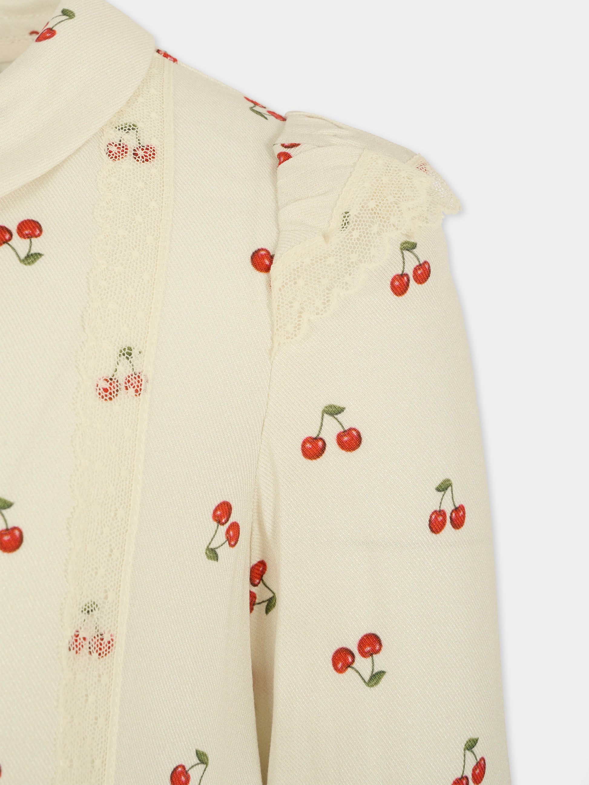 Vestito avorio per bambina con ciliegie,Philosophy,I1F902 - 6605 - P243