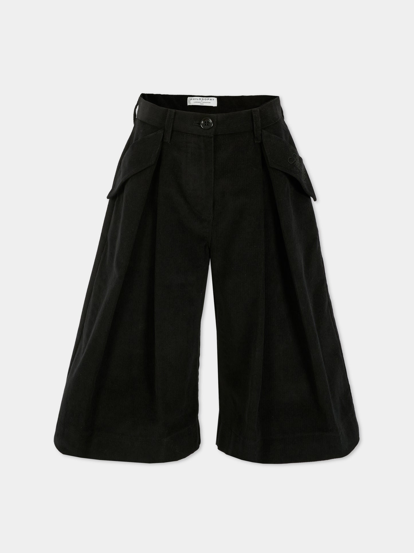 Shorts neri per bambina con logo ricamato,Philosophy,I1F406 - 6851 - P050