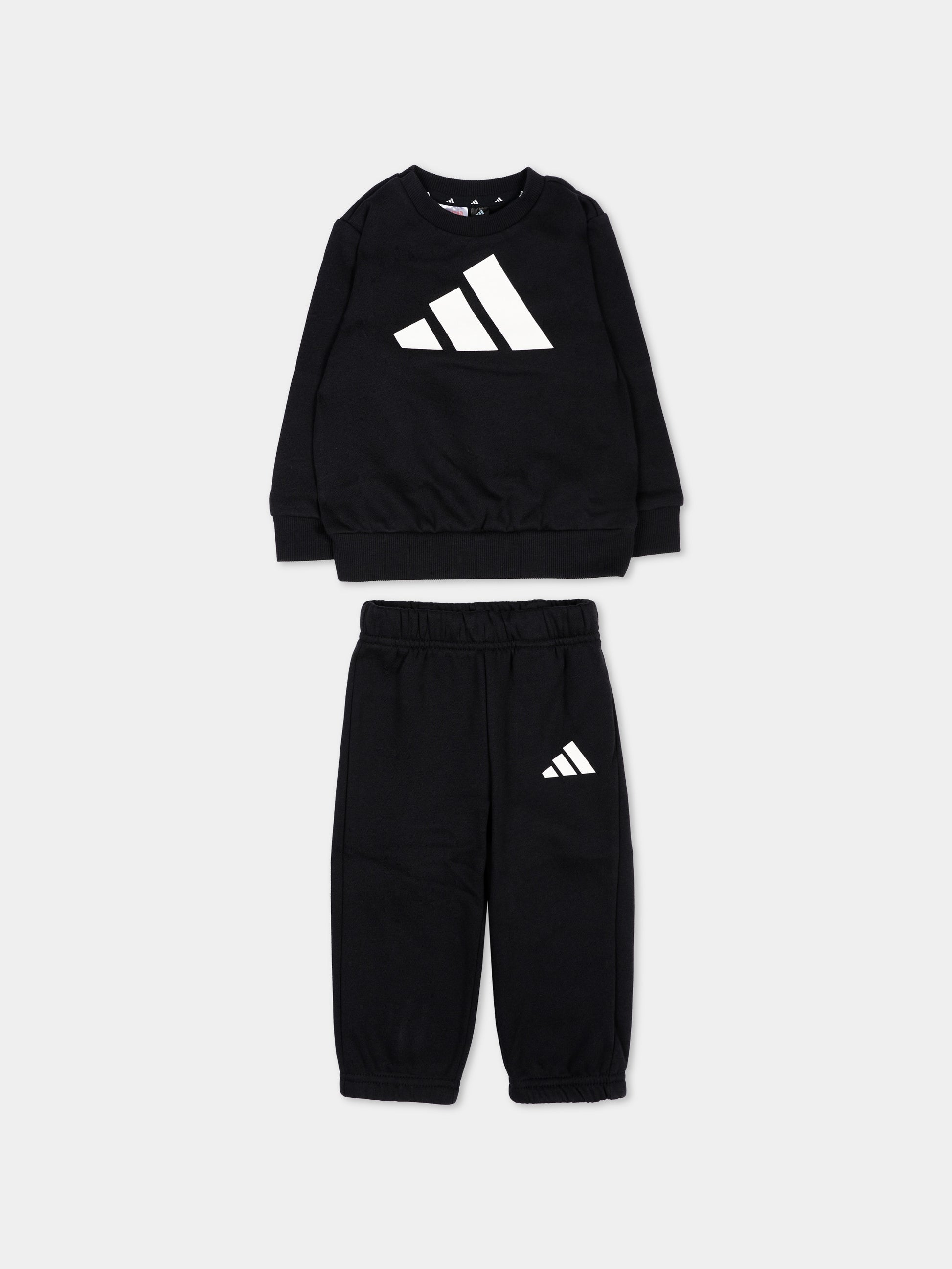 Completo sportivo nero per neonati con logo,Adidas,JC9642