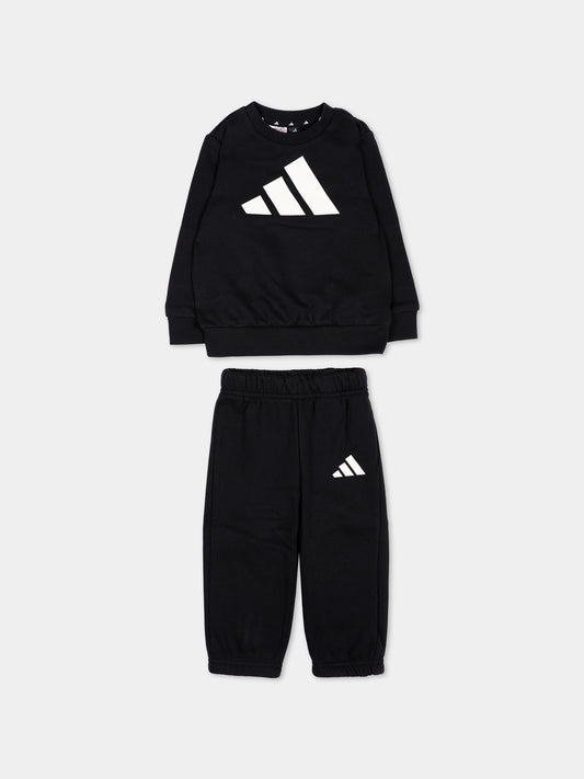Completo sportivo nero per neonati con logo,Adidas,JC9642