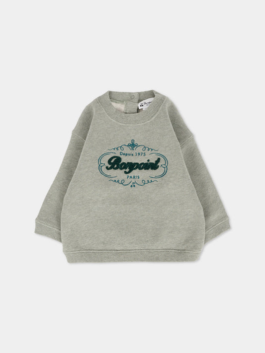 Felpa grigia per neonato con logo,Bonpoint,W05YSWK00003 143
