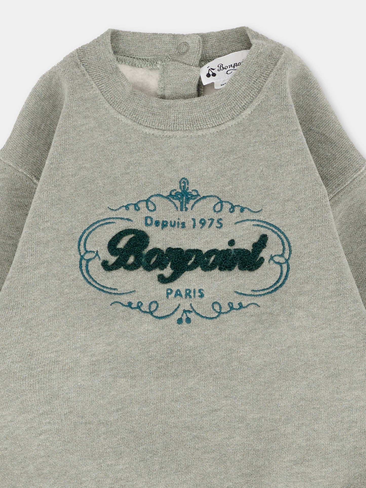 Felpa grigia per neonato con logo,Bonpoint,W05YSWK00003 143