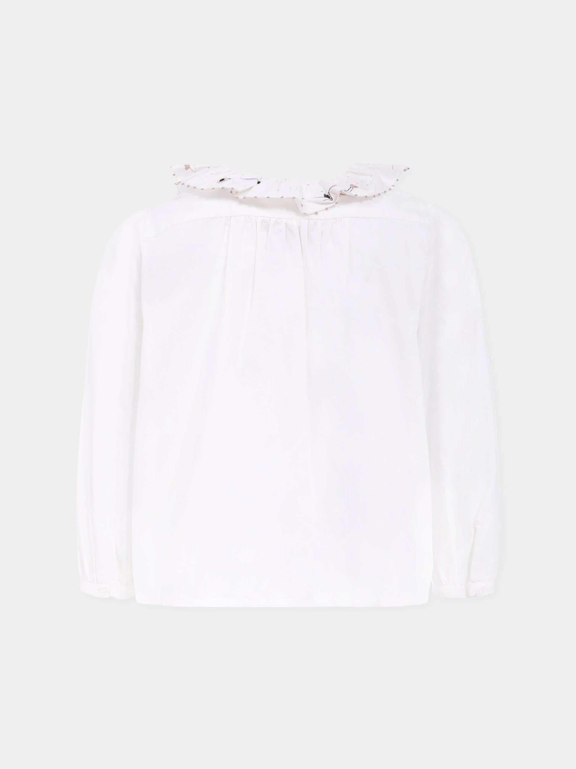 Camicia avorio per bambina con fiori ricamati,Bonpoint,W05GBLW00029 002