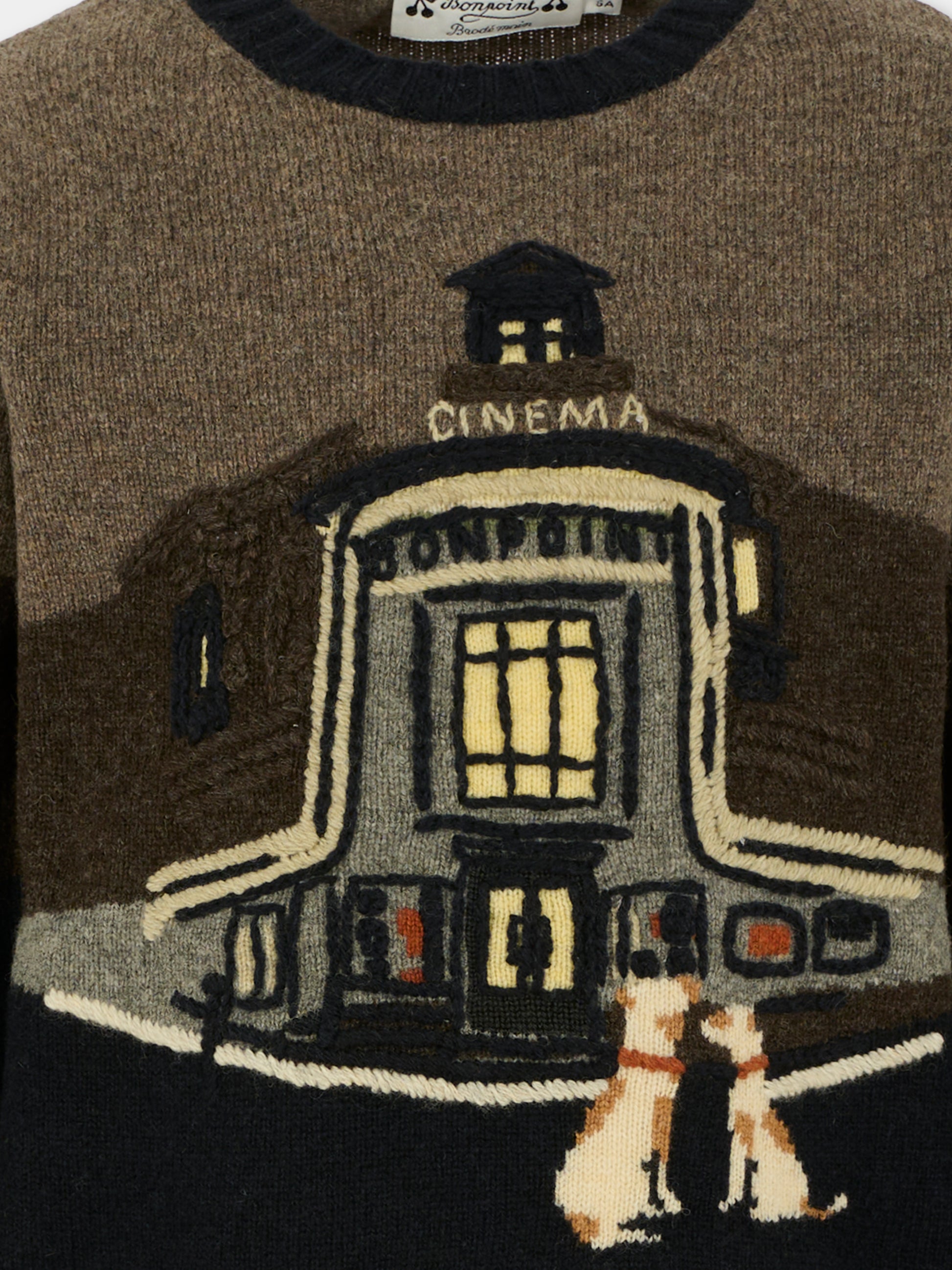 Maglione blu per bambino con logo,Bonpoint,W05BJUK00006 976