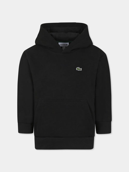 Felpa nera per bambino con coccodrillo,Lacoste,SJ5292 031
