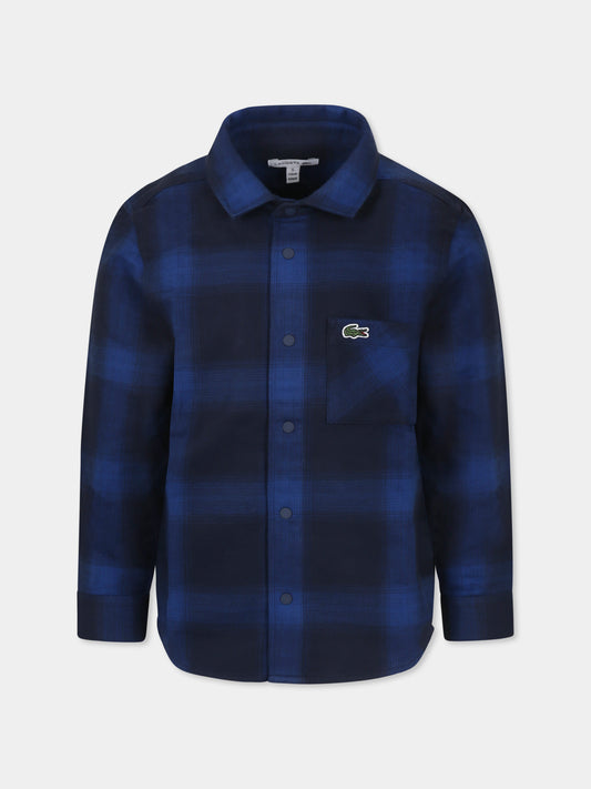 Camicia blu per bambino con coccodrillo,Lacoste,CJ2486 QRN