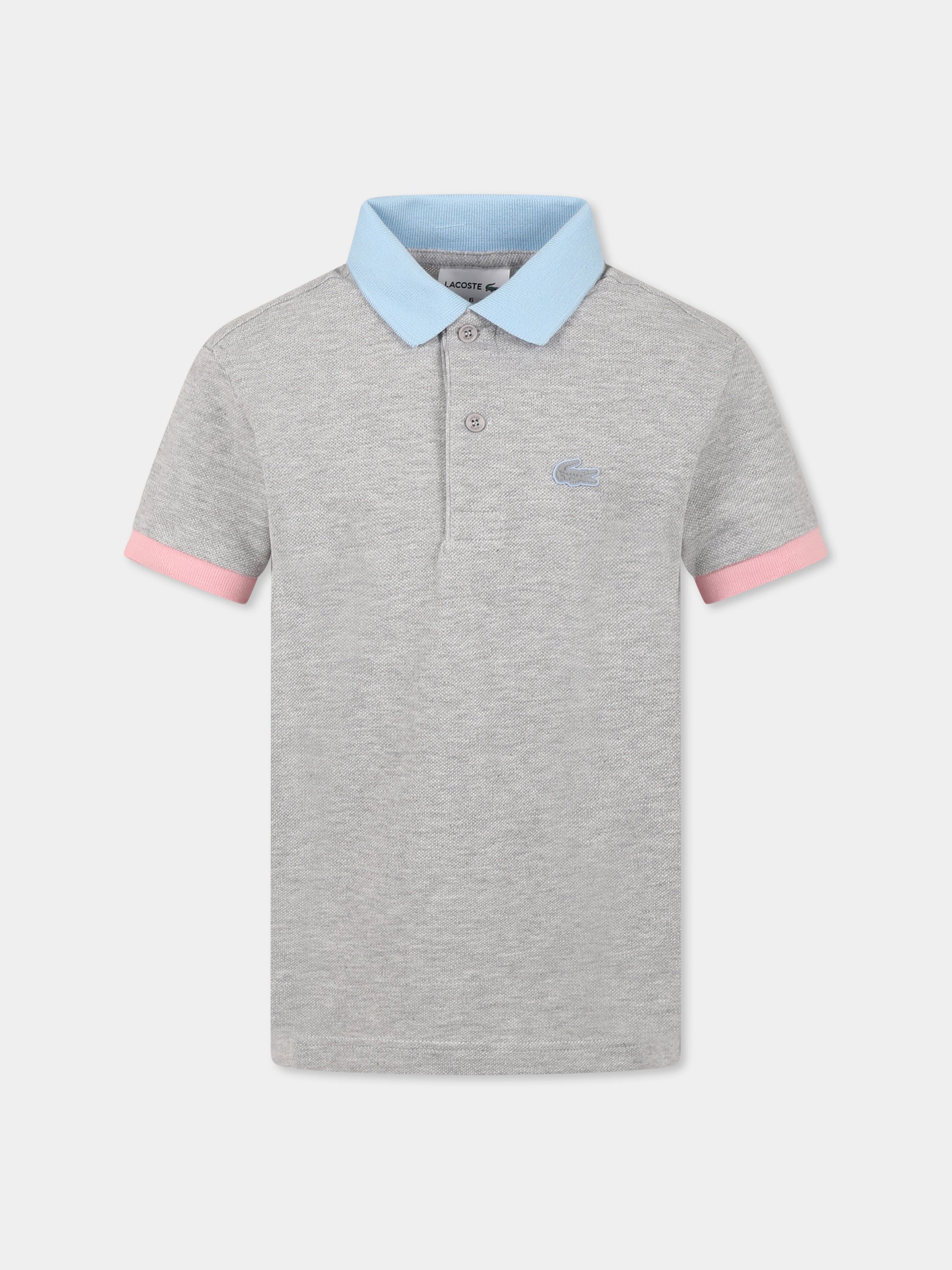 Polo grigia per bambino con coccodrillo,Lacoste,PJ2456 W9D