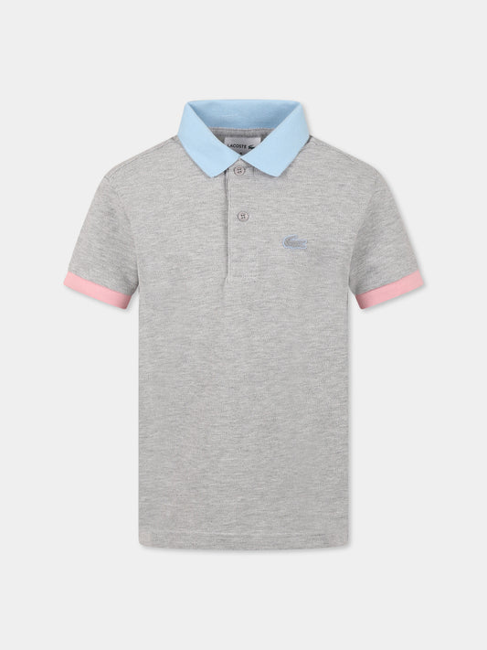 Polo grigia per bambino con coccodrillo,Lacoste,PJ2456 W9D
