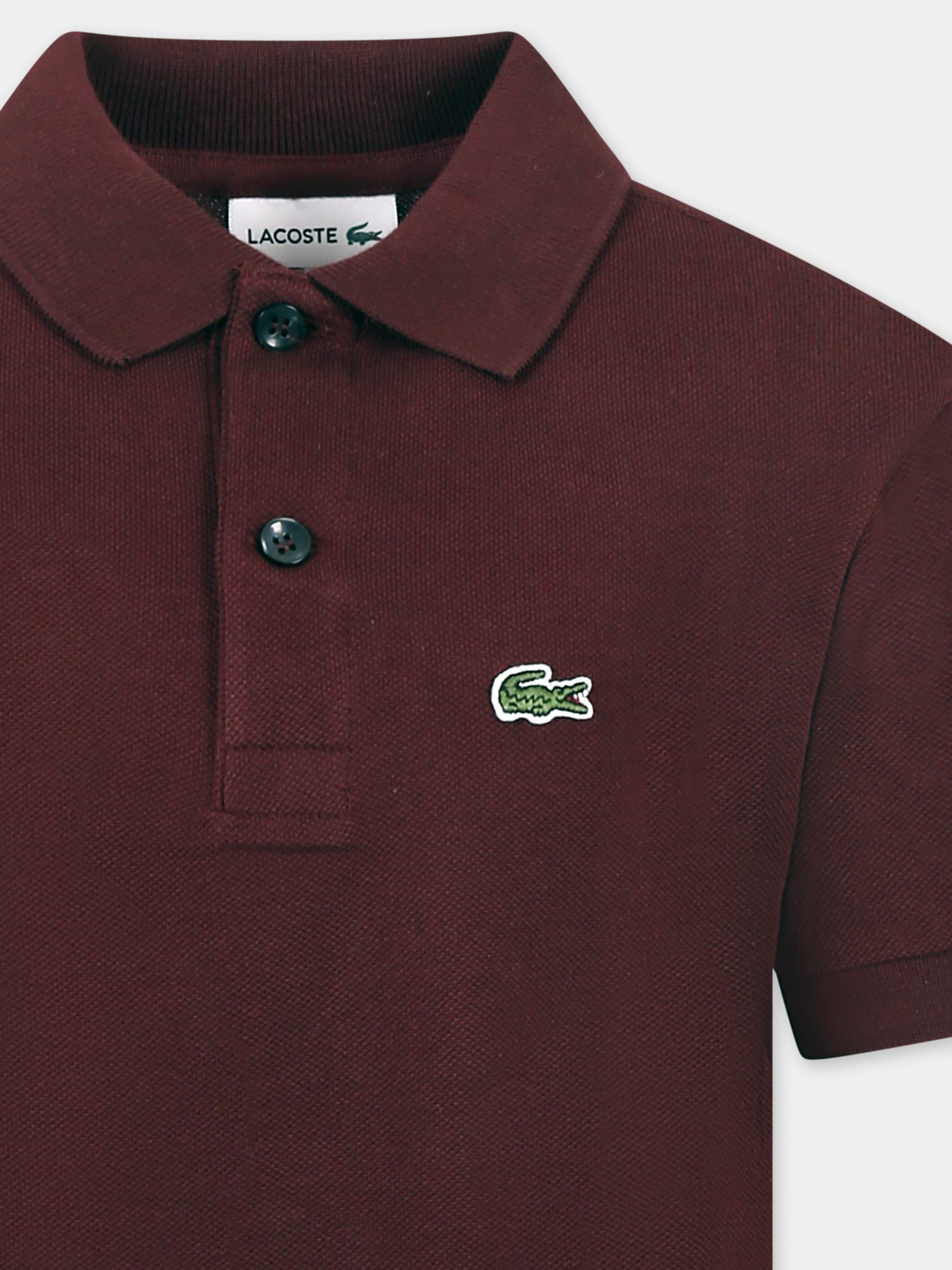 Polo bordeaux per bambini con coccodrillo,Lacoste,PJ2909 BZD