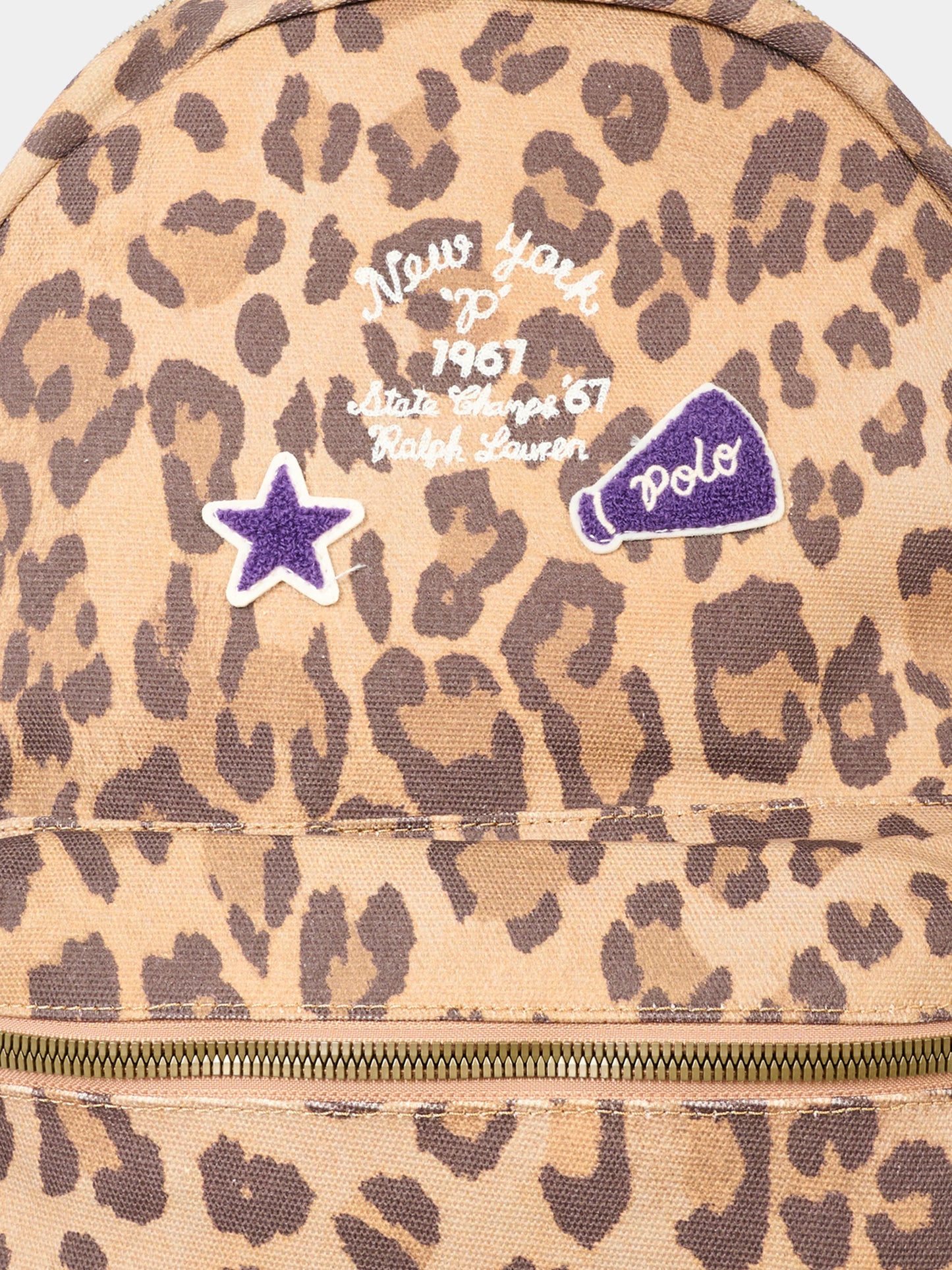 Zaino multicolor per bambina con Polo Bear e stampa animalier,Ralph Lauren Kids,9AR157 X3X