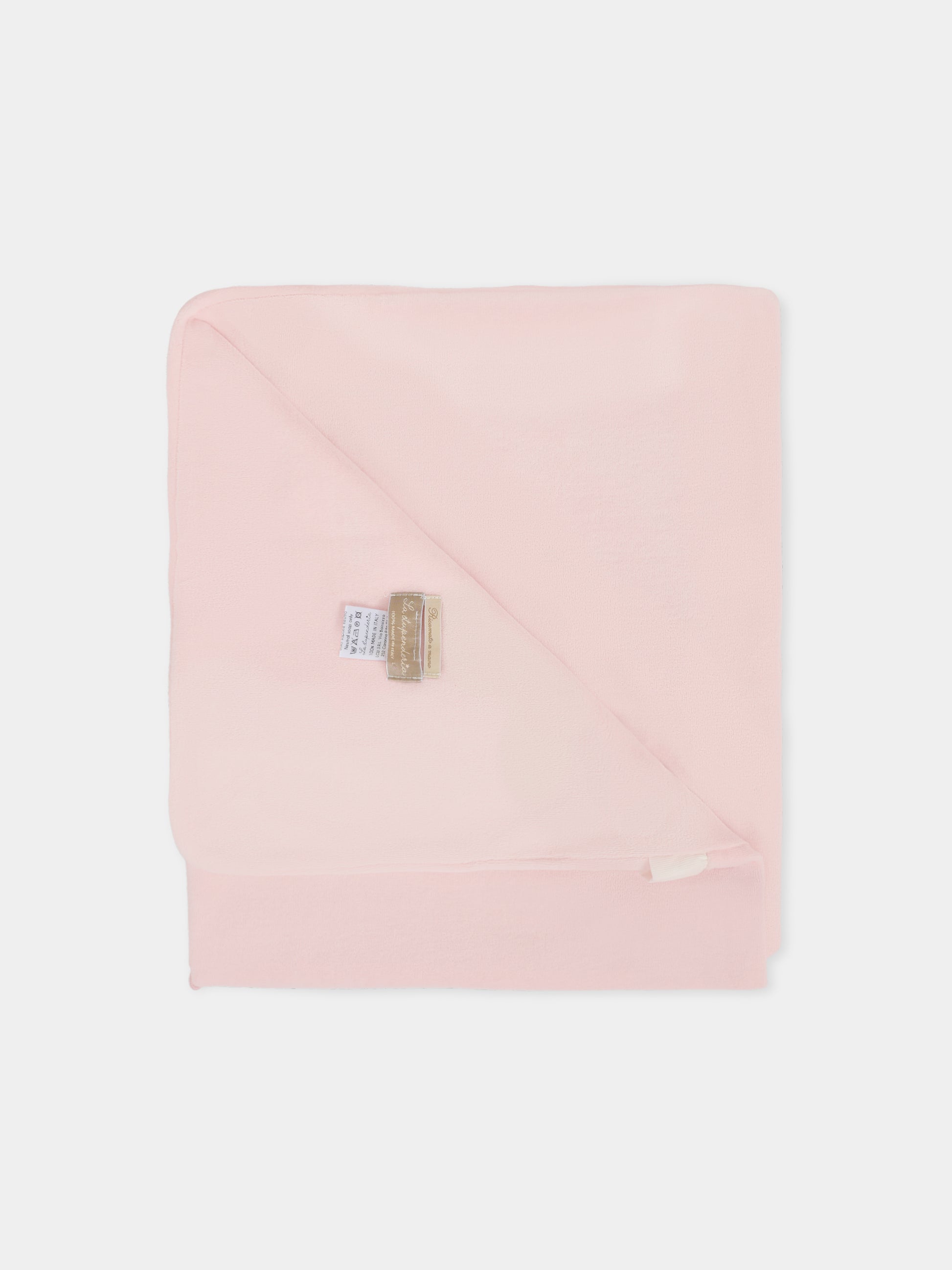 Coperta rosa per neonata con fiocco,La Stupenderia,1TBCO02L03