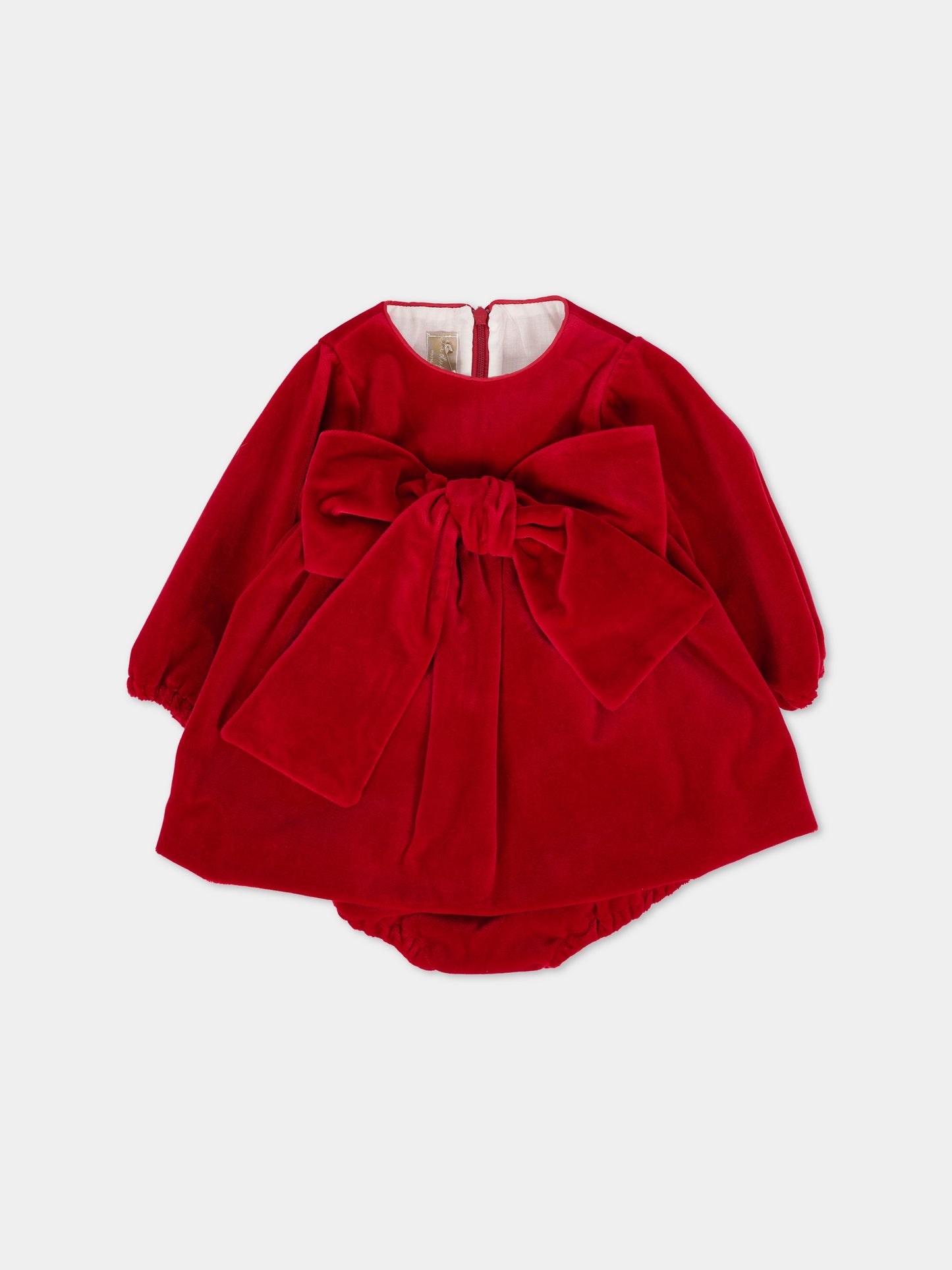 Vestito rosso per neonata con fiocchi,La Stupenderia,1CBAB06V85