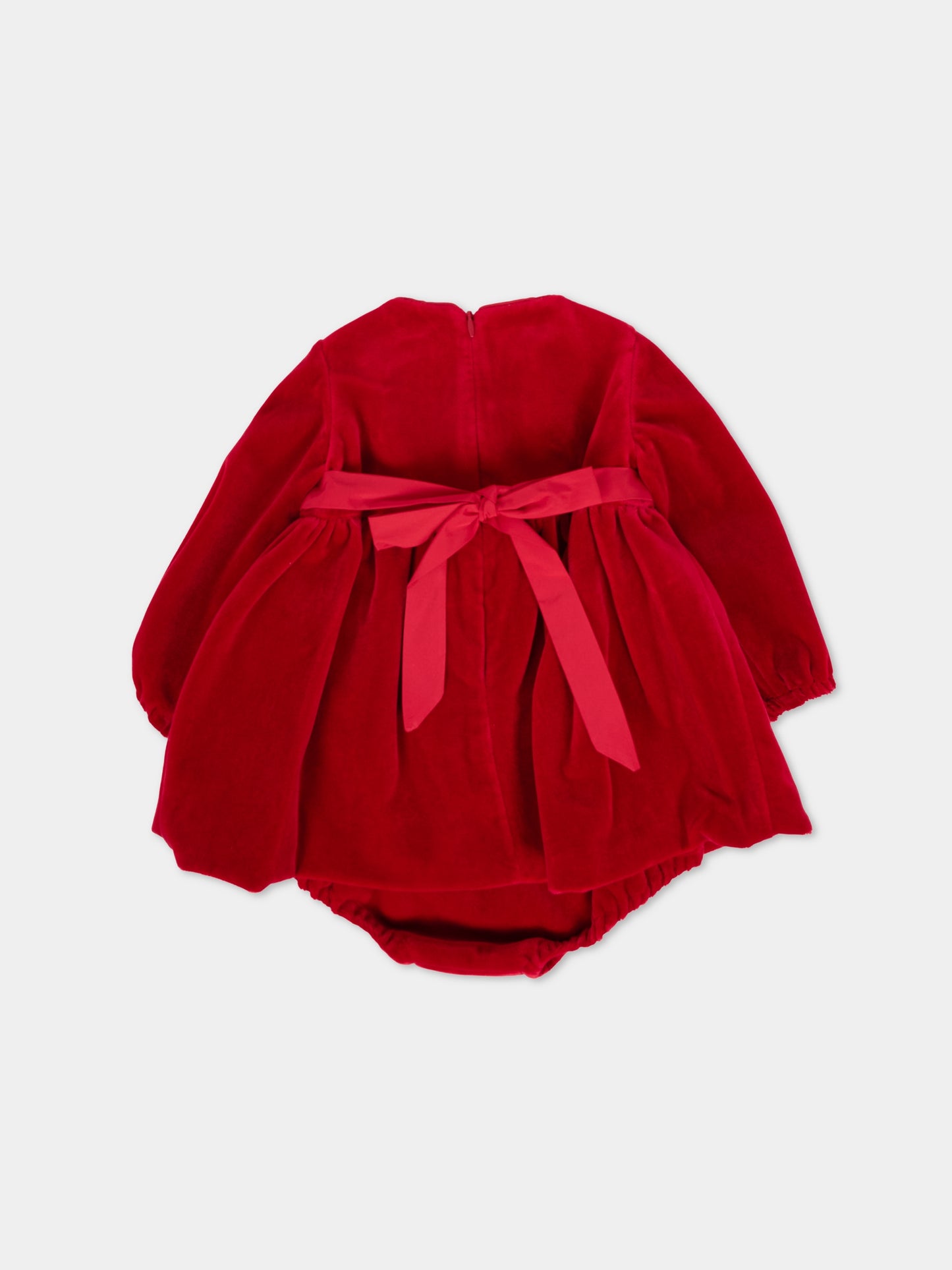 Vestito rosso per neonata con fiocchi,La Stupenderia,1CBAB06V85