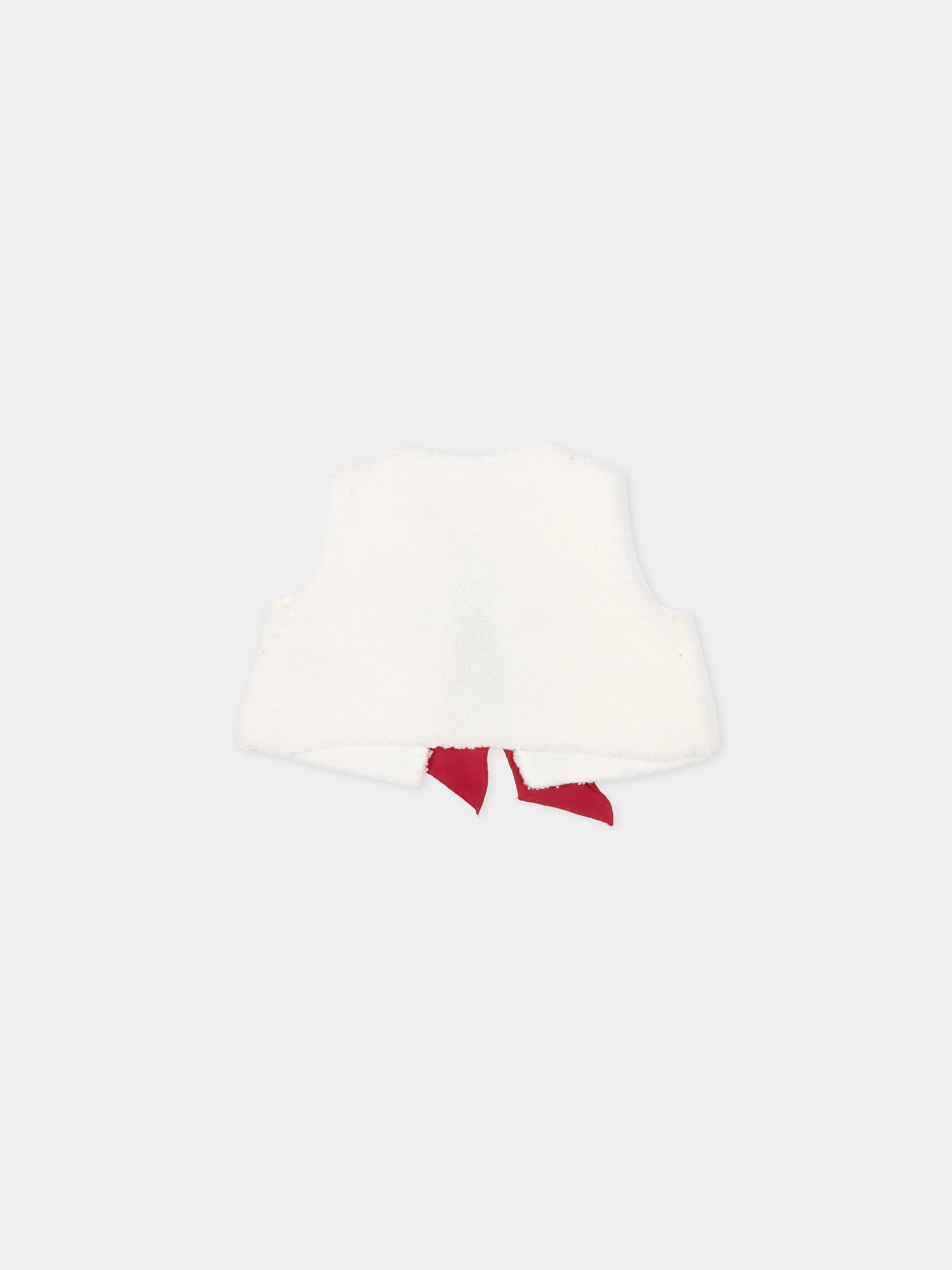 Gilet avorio per neonata con fiocco rosso,La Stupenderia,1TCGL22W20