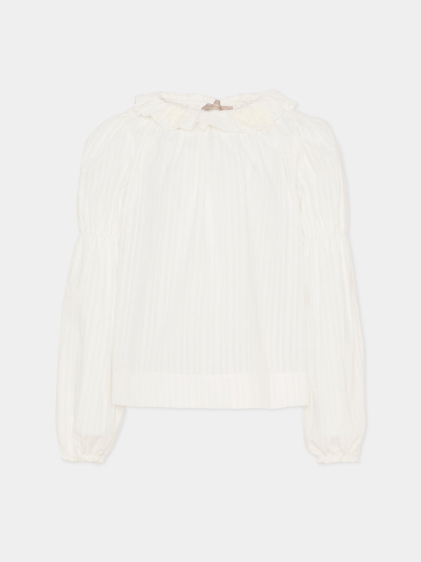 Camicia avorio per bambina con ricami,La Stupenderia,1TJCM46C42