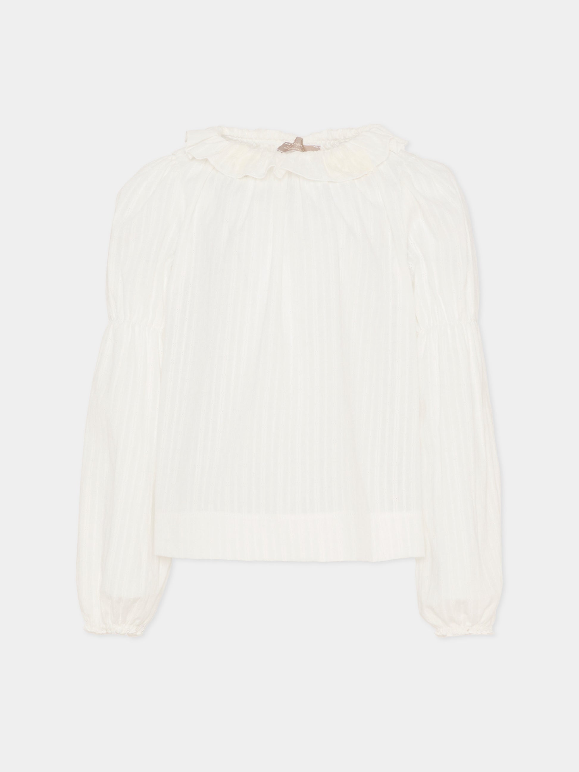 Camicia avorio per bambina con ricami,La Stupenderia,1TJCM46C42