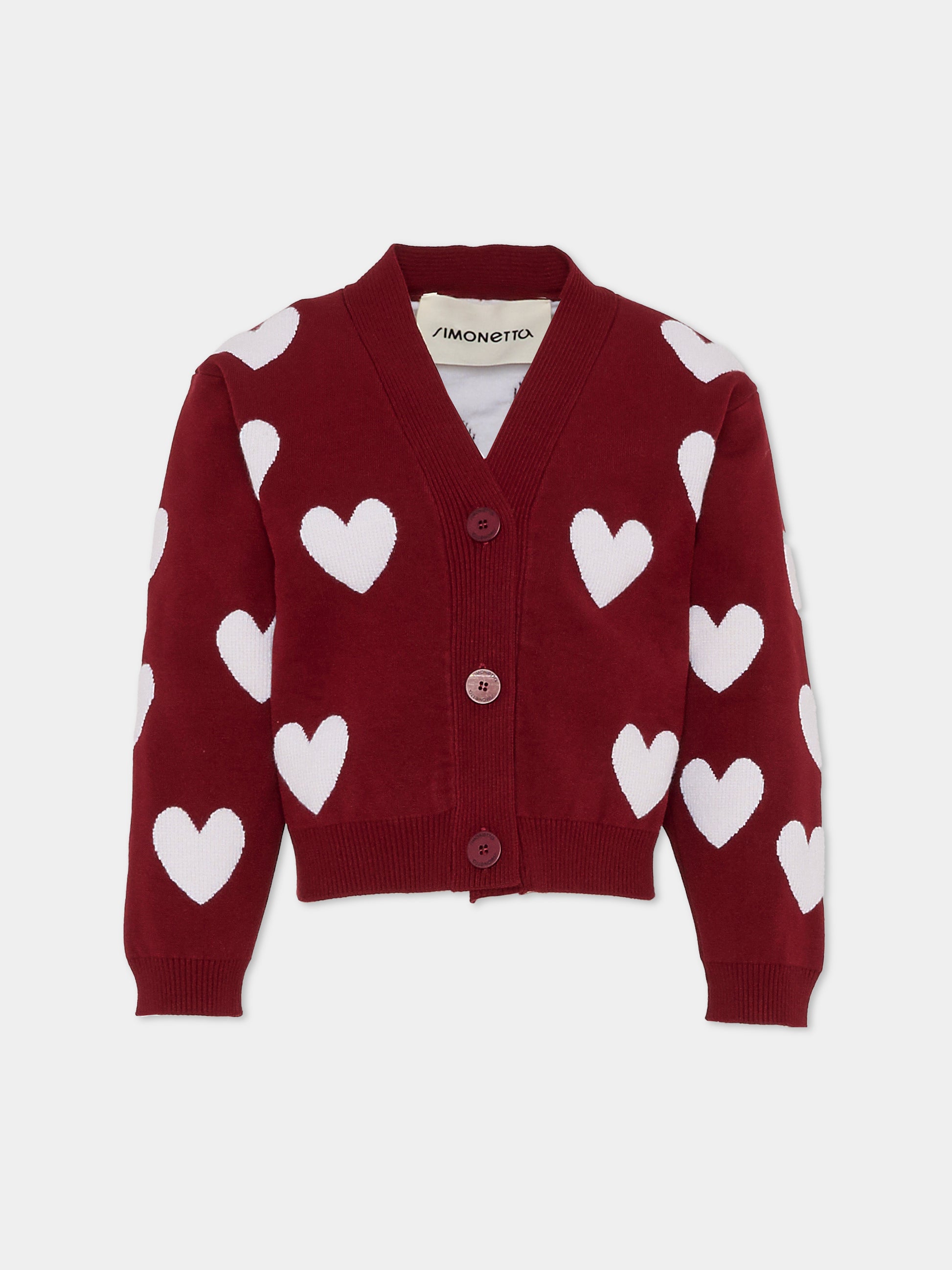 Cardigan bordeaux per bambina con cuore,Simonetta,SX2A60 X0001 562BC